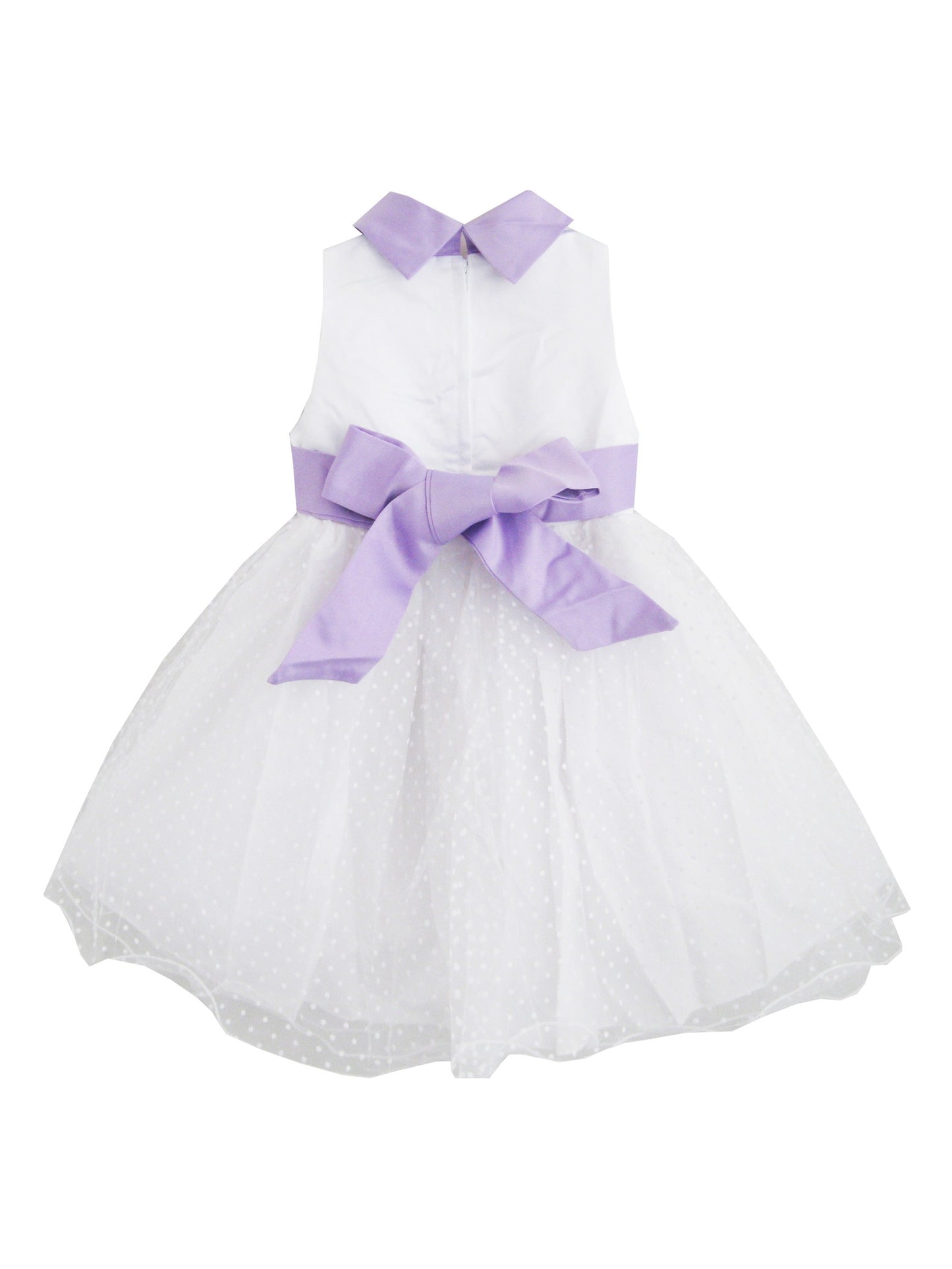 Girls Dress Purple Collar White Wedding Pageant Flower Girl Kids Clothes Purple