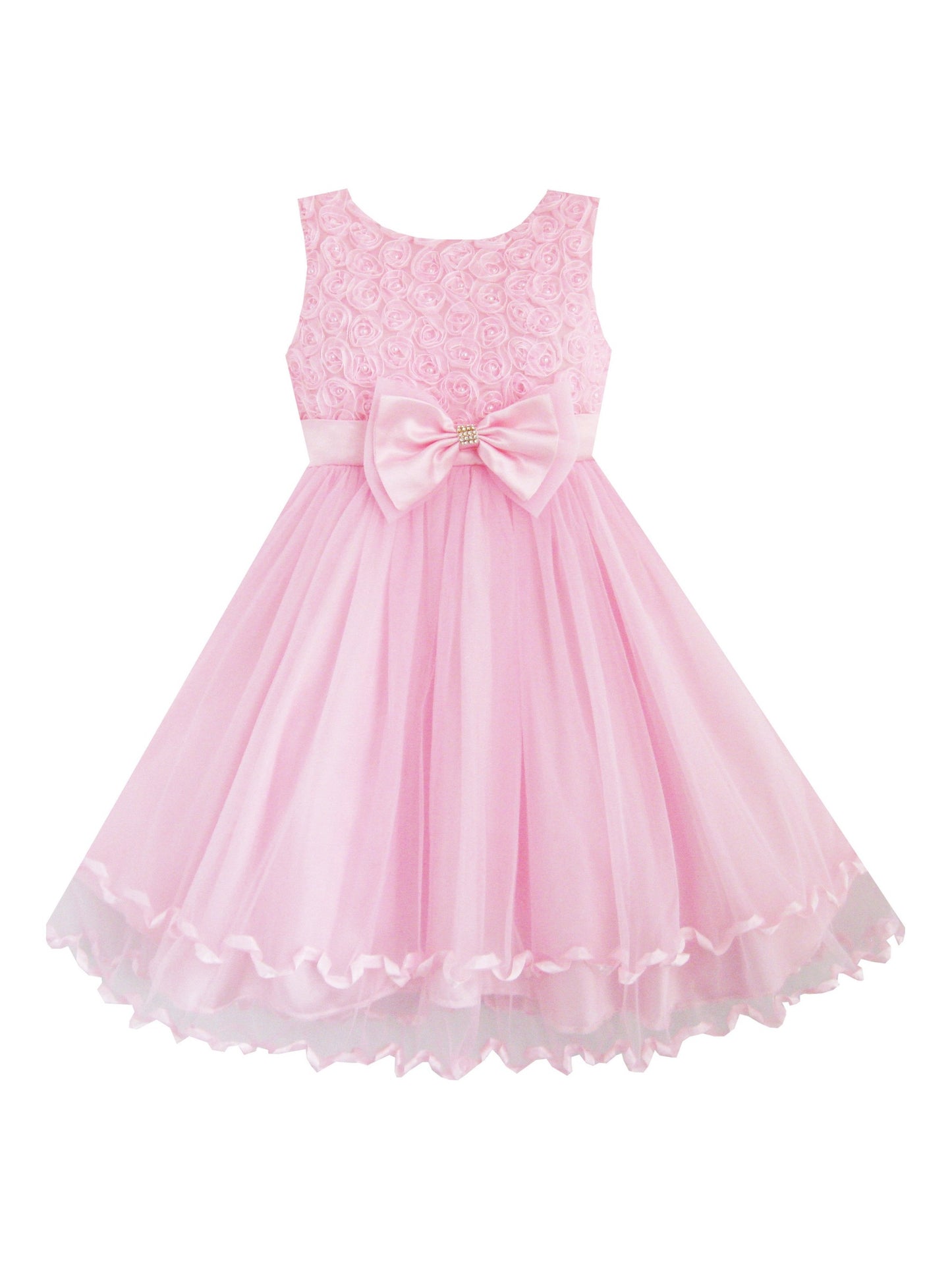 Girls Dress Pink Rose Pageant Tulle Wedding Kids Boutique Pink