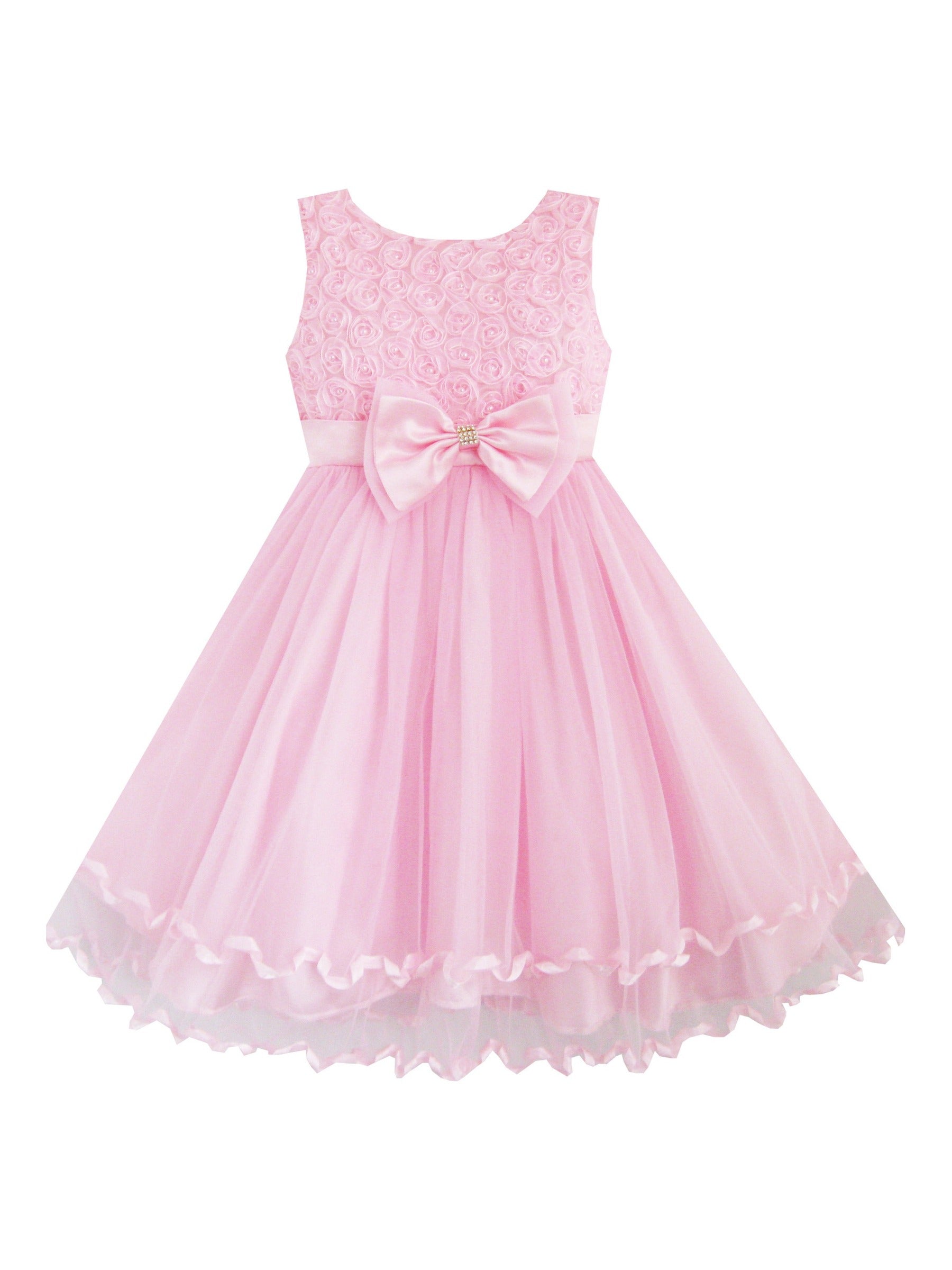 Girls Dress Pink Rose Pageant Tulle Wedding Kids Boutique Pink