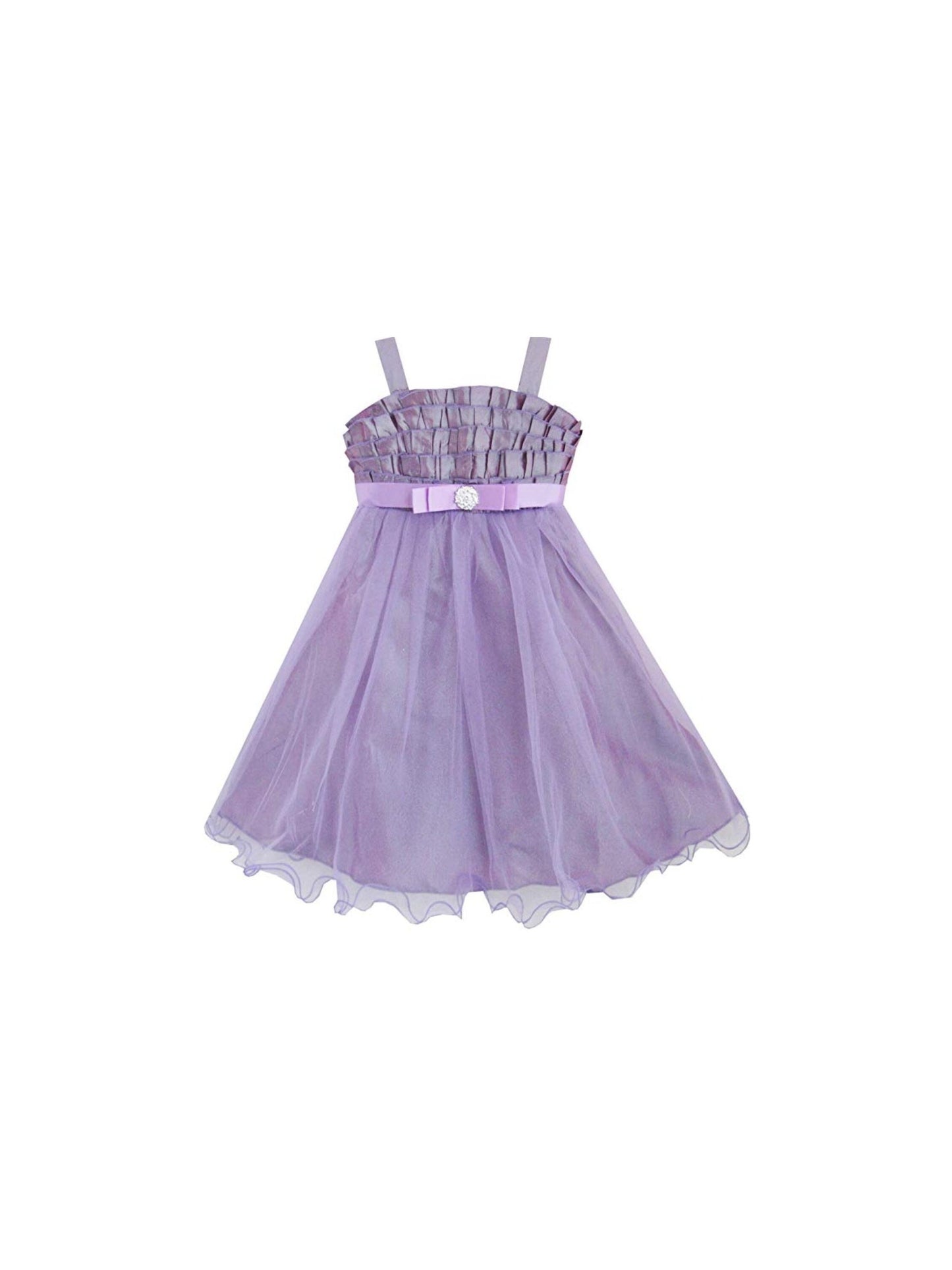 Girls Dress White Pleated Tank Bridesmaid Wedding Flower Girl Kids Purple