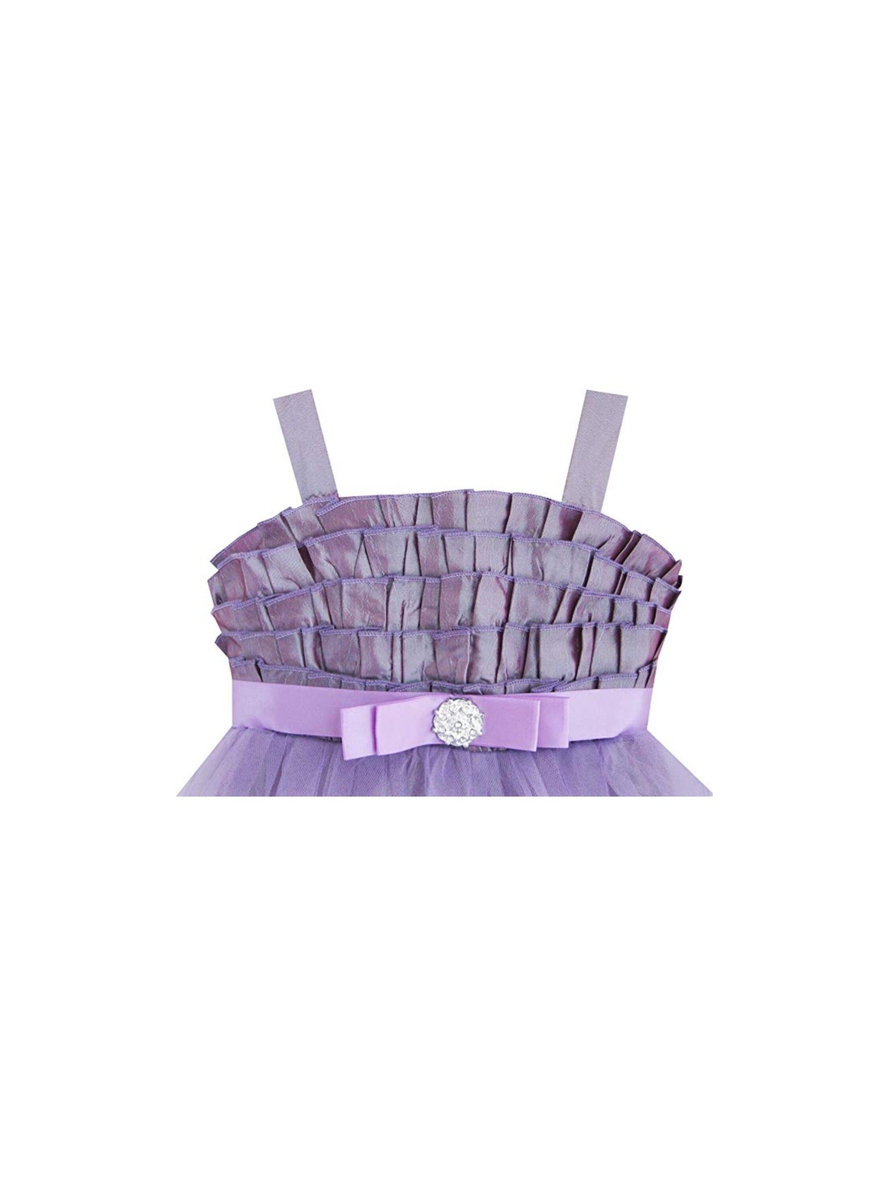 Girls Dress White Pleated Tank Bridesmaid Wedding Flower Girl Kids Purple