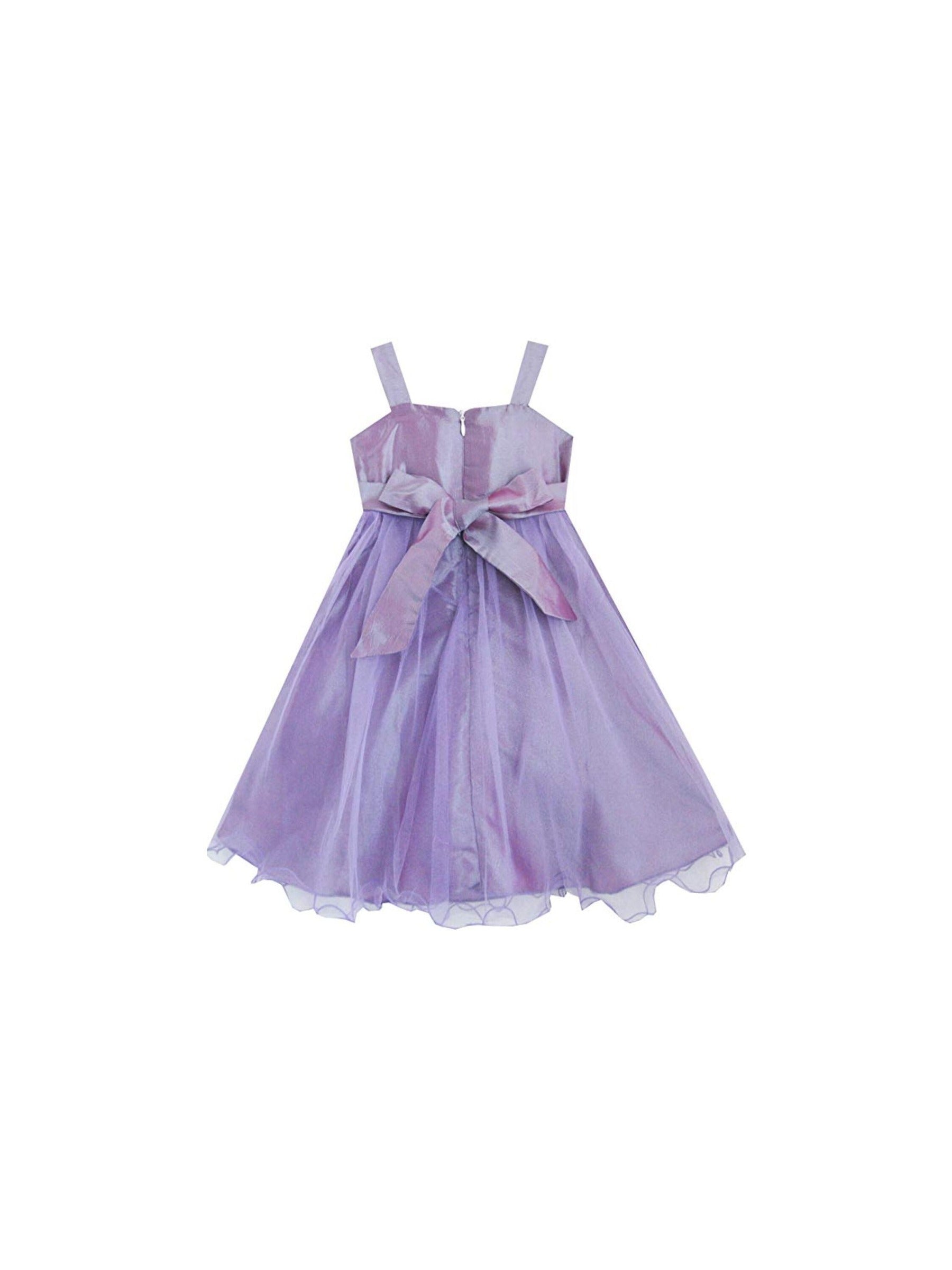 Girls Dress White Pleated Tank Bridesmaid Wedding Flower Girl Kids Purple