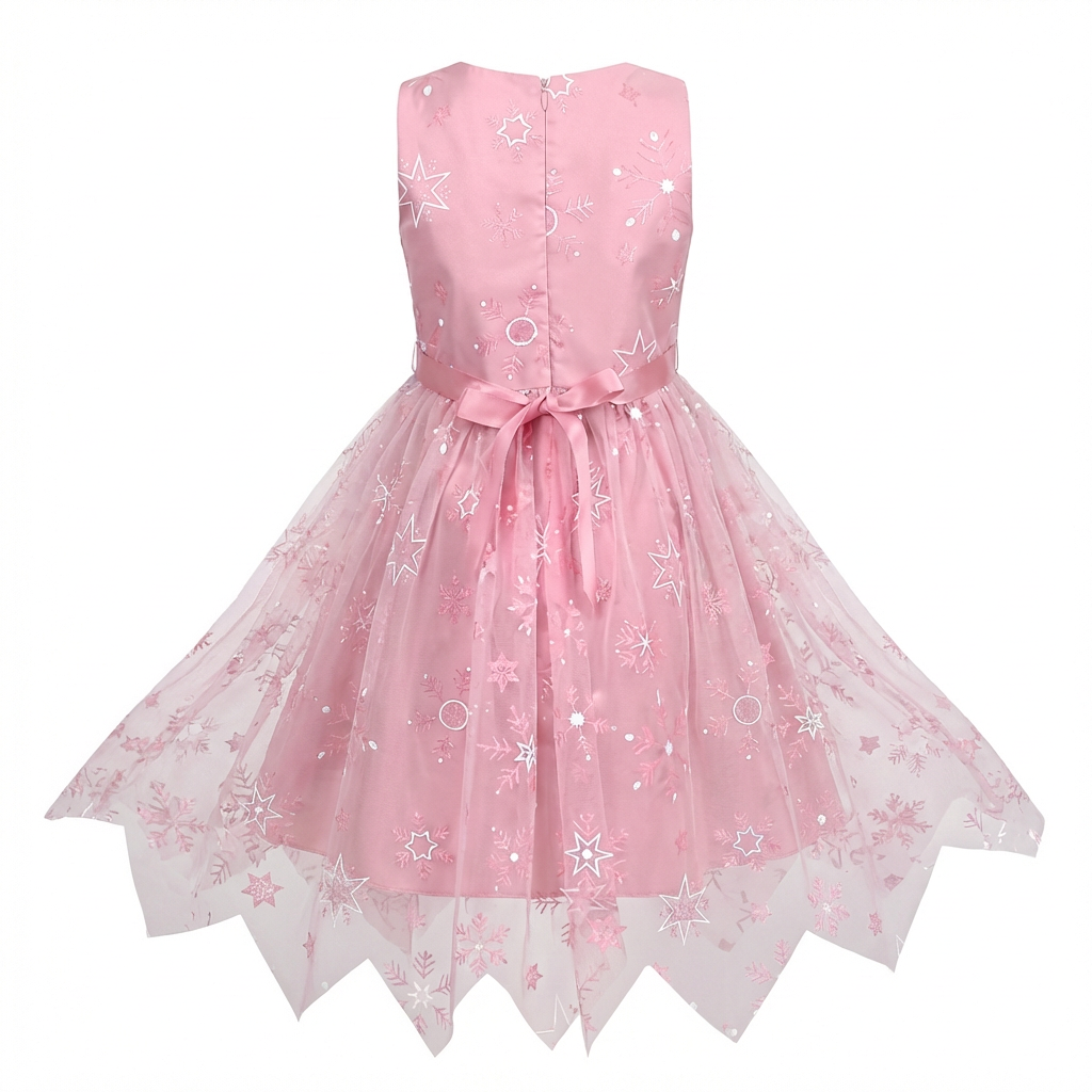 Sunny Fashion Girls Pink Snowflake Star Tulle Dress
