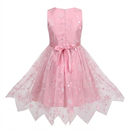 Sunny Fashion Girls Pink Snowflake Star Tulle Dress