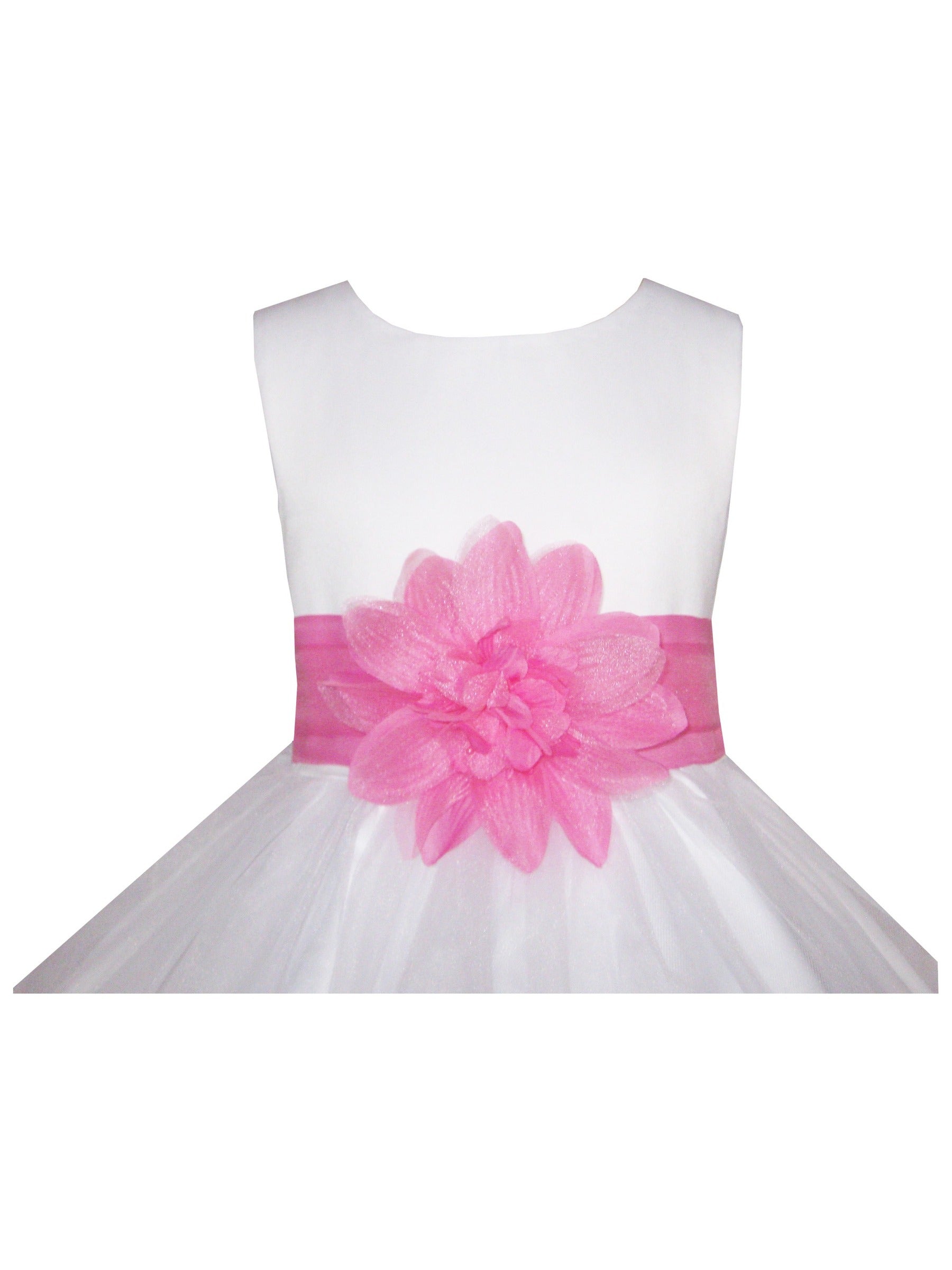 Girls Dress Orange Flower Tulle Wedding Pageant Bridesmaid Kids Clothes White