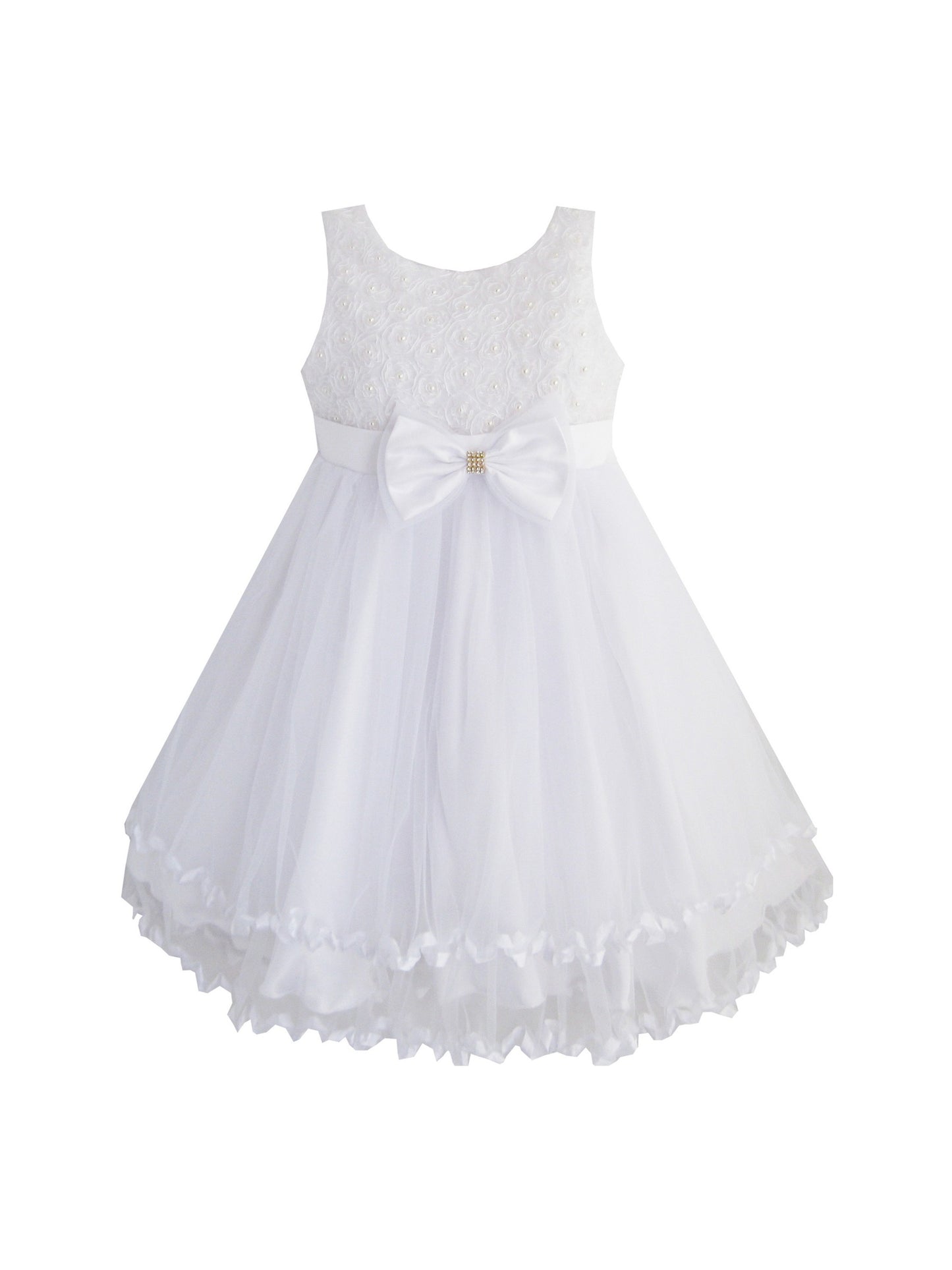 Girls Dress Pink Rose Pageant Tulle Wedding Kids Boutique White