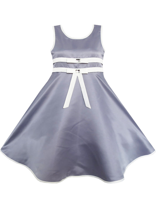 Girls Dress Gray Elegant Wedding Flower Girl Pageant Kids Clothes Gray