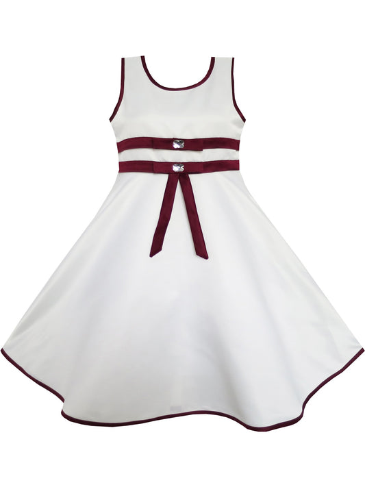 Girls Dress Gray Elegant Wedding Flower Girl Pageant Kids Clothes White