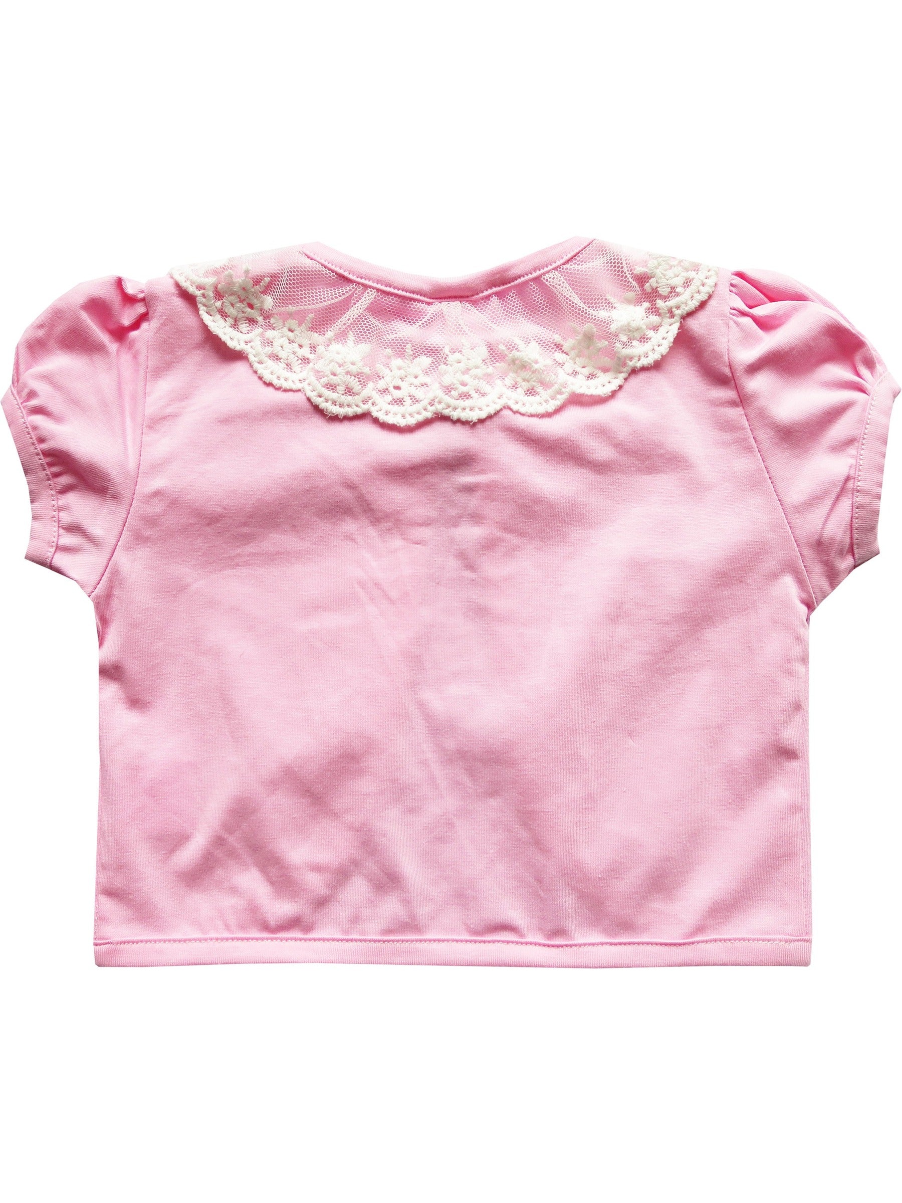 Girls Dress Pink Top Vest Shrug Lace Flower Pearl Short Sleeve Kids Pink