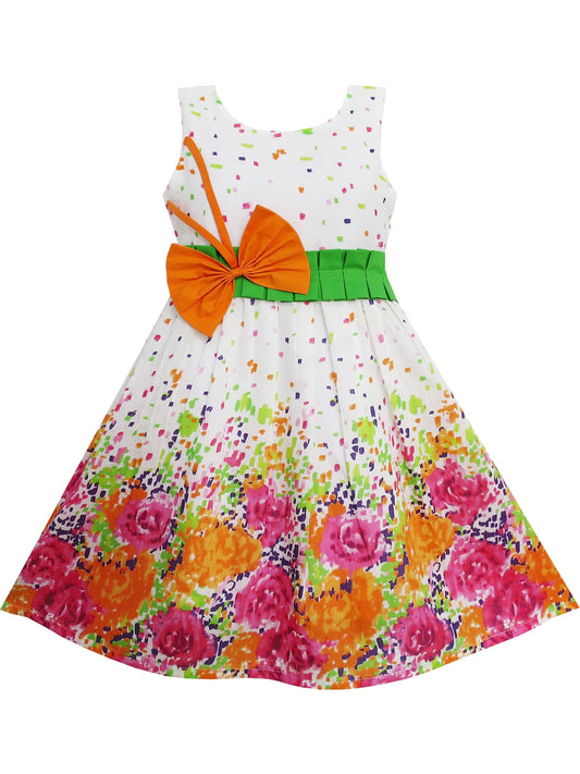 Girls Dress Blue Dot Pink Party Children Sundress Kids SZ Multi-Color