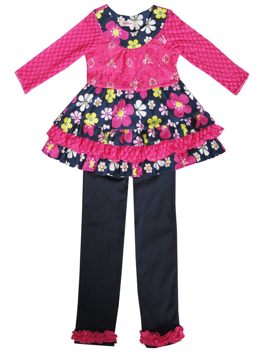 Girls Outfit Set 2 Pecs Shirt Leggings Pink Flower Everyday Kids Clothing Pink