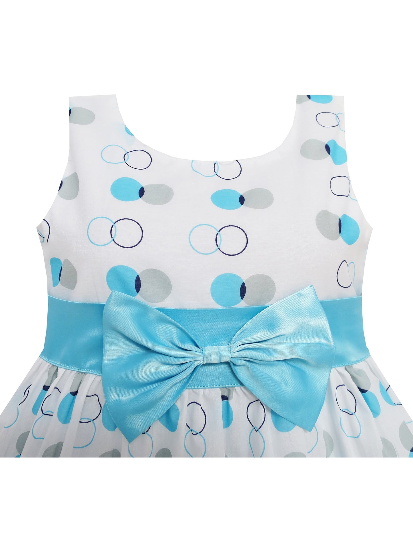Girls Dress Blue Dot Pink Party Children Sundress Kids SZ Blue