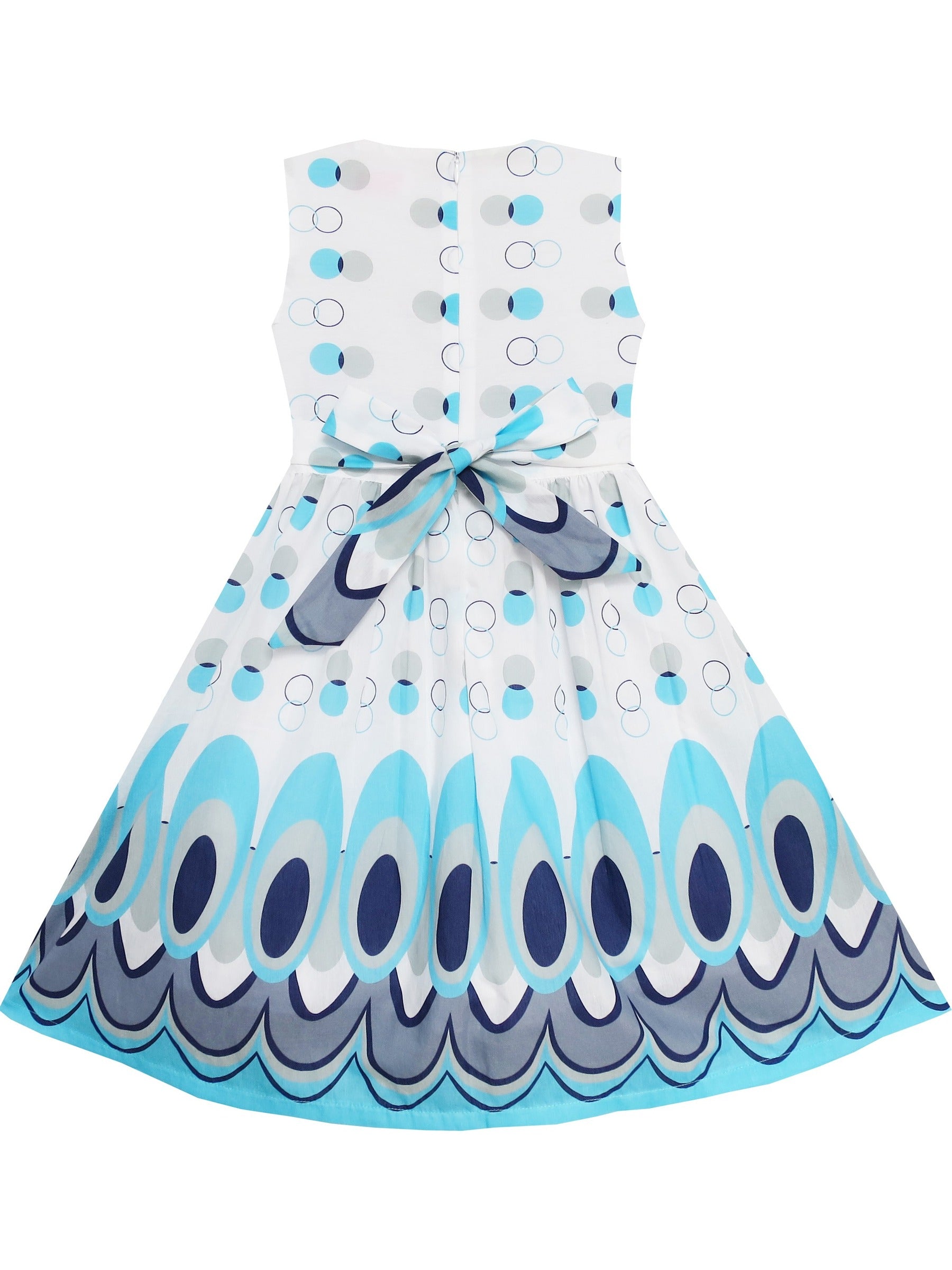 Girls Dress Blue Dot Pink Party Children Sundress Kids SZ Blue