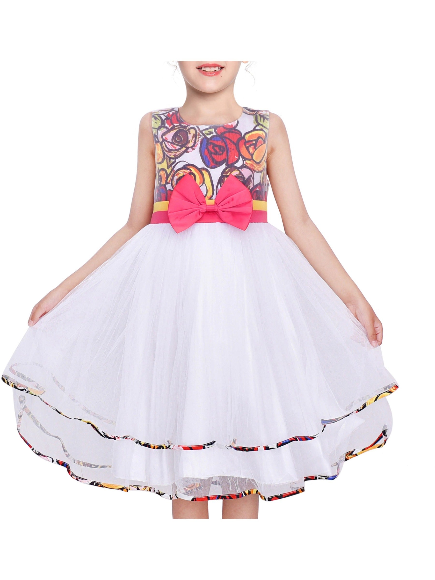 Girls Dress Pink Rose Pageant Tulle Wedding Kids Boutique White