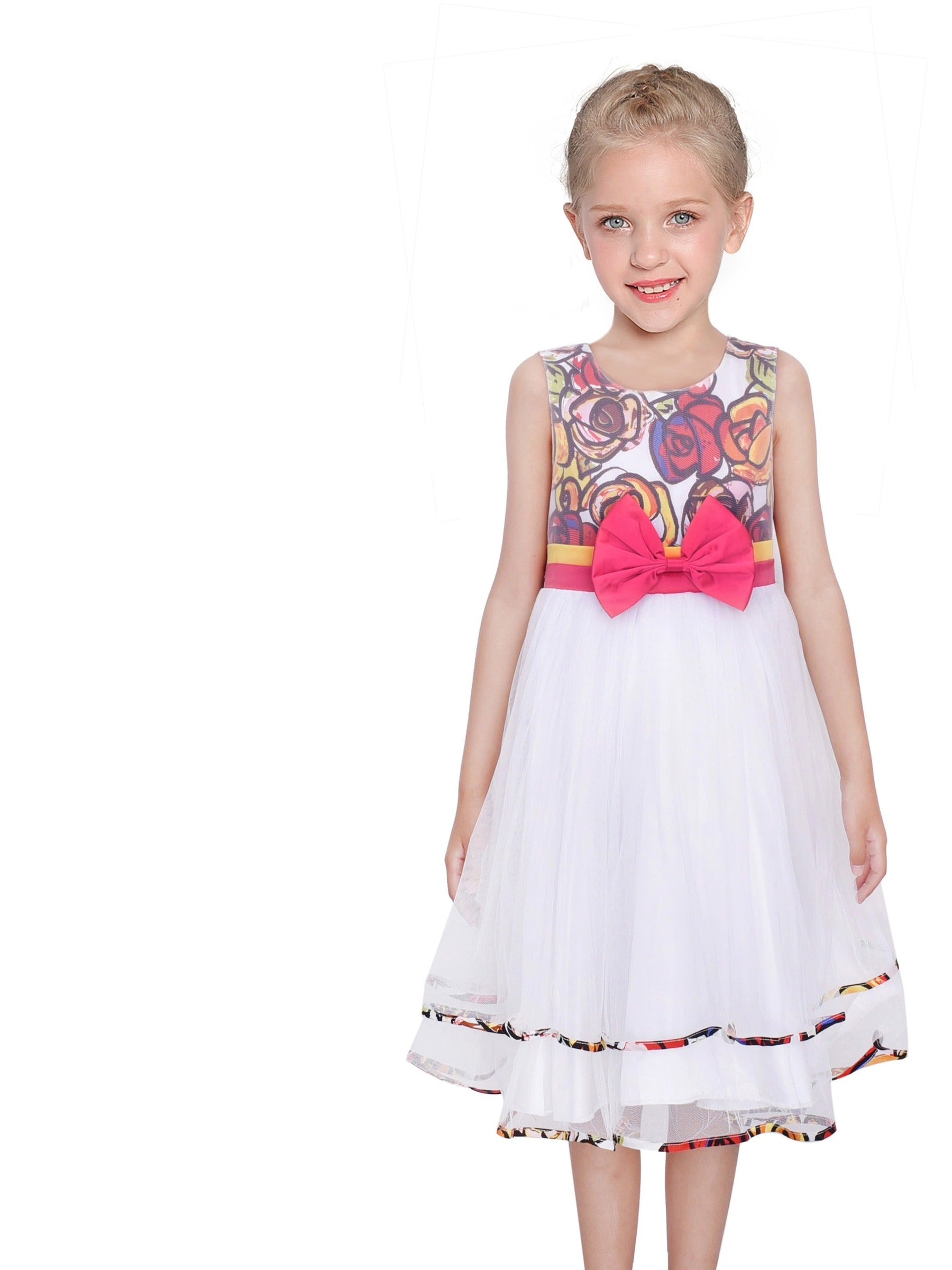 Girls Dress Pink Rose Pageant Tulle Wedding Kids Boutique White