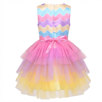 Sunny Fashion Girls Rainbow Easter Tulle Princess Dress with Egg Bag
