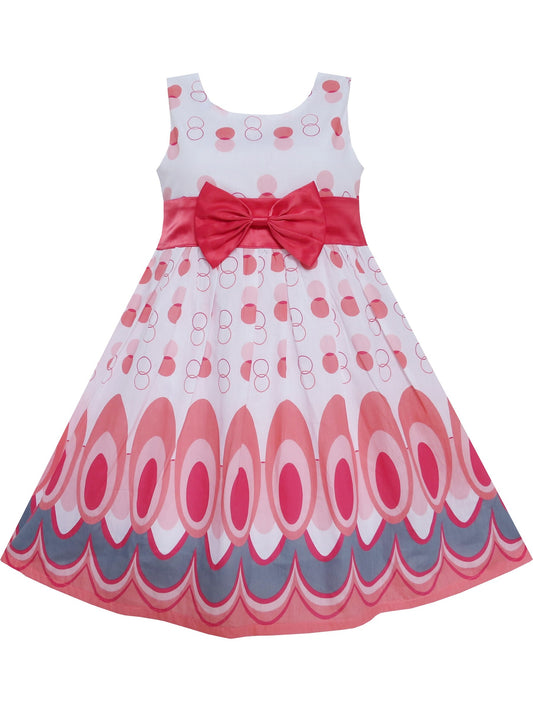 Girls Dress Purple Bow Tie Floral Party Princess Kids Clothing Red