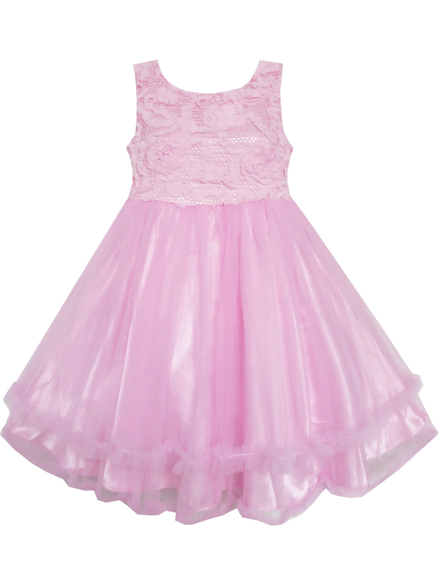 Girls Dress Champagne Multi-layers Wedding Pageant Kids Clothes Pink