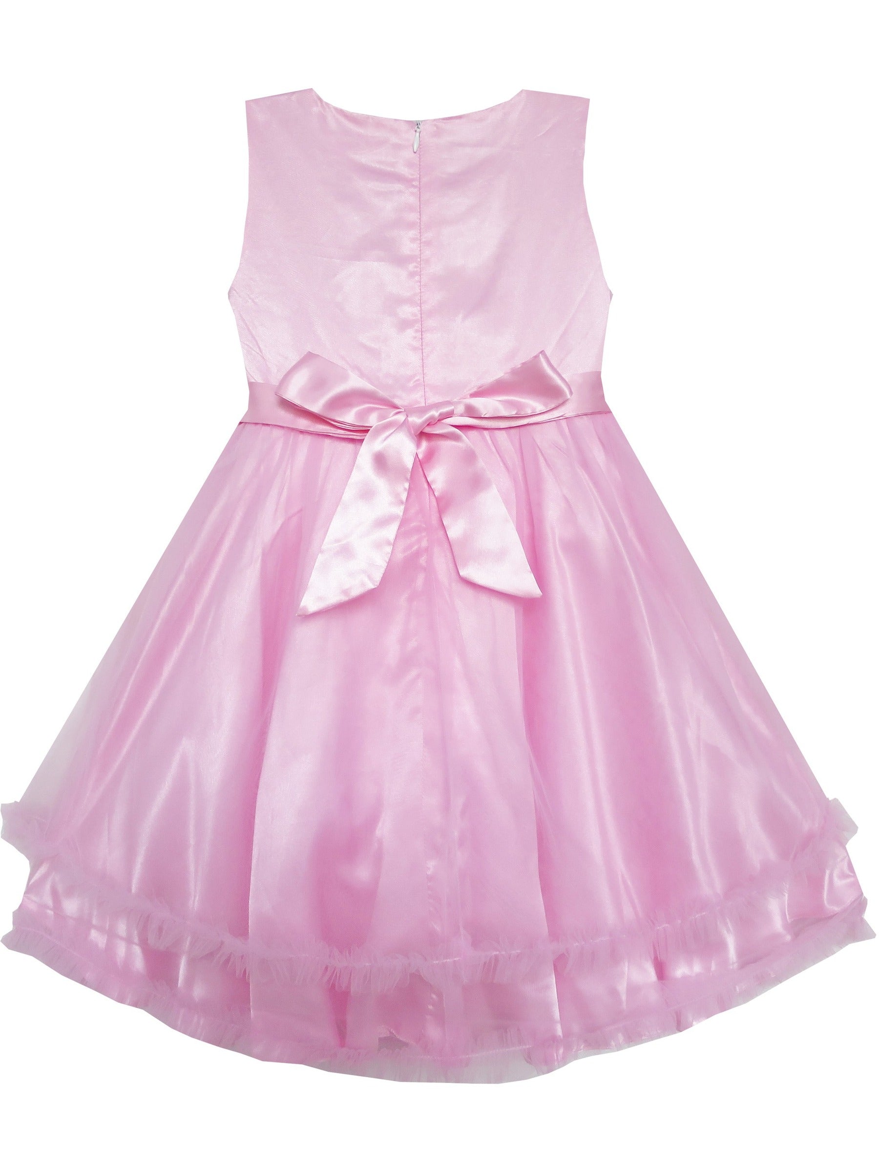Girls Dress Champagne Multi-layers Wedding Pageant Kids Clothes Pink