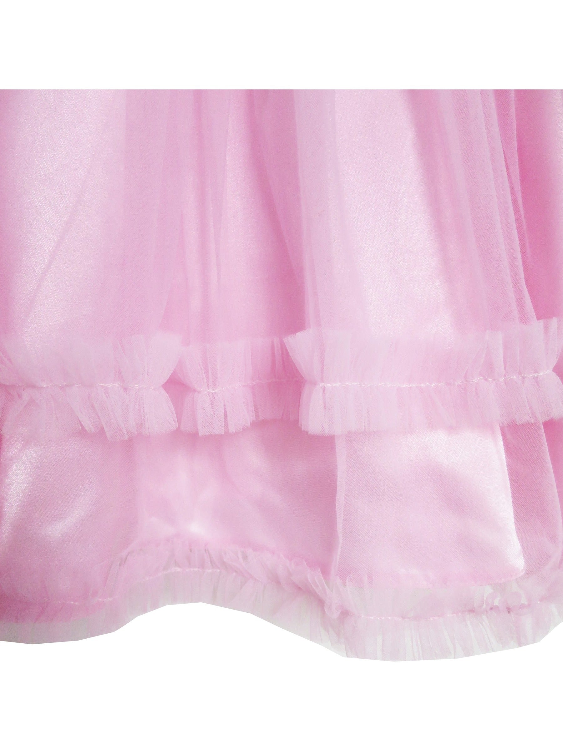 Girls Dress Champagne Multi-layers Wedding Pageant Kids Clothes Pink