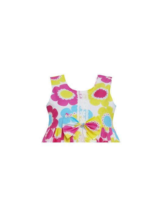 Girls Dress Yellow Red Flower Lace Tiered Pageant Party Dancing Kids Multi-Color