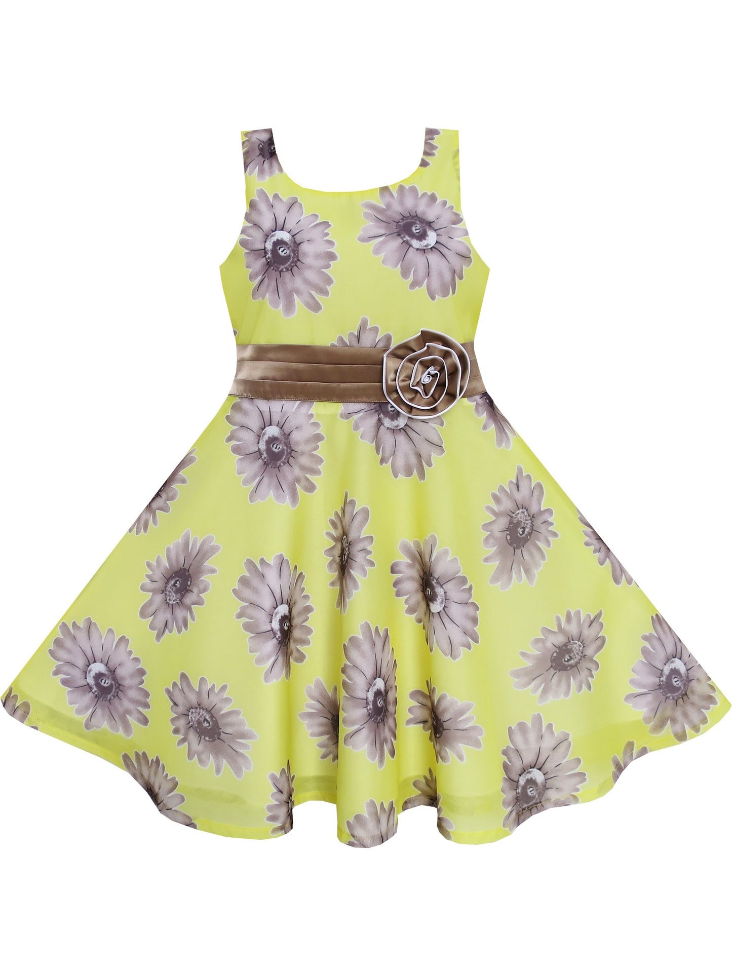 Girls Dress Blue Rose Wedding Pageant Kids Boutique Yellow