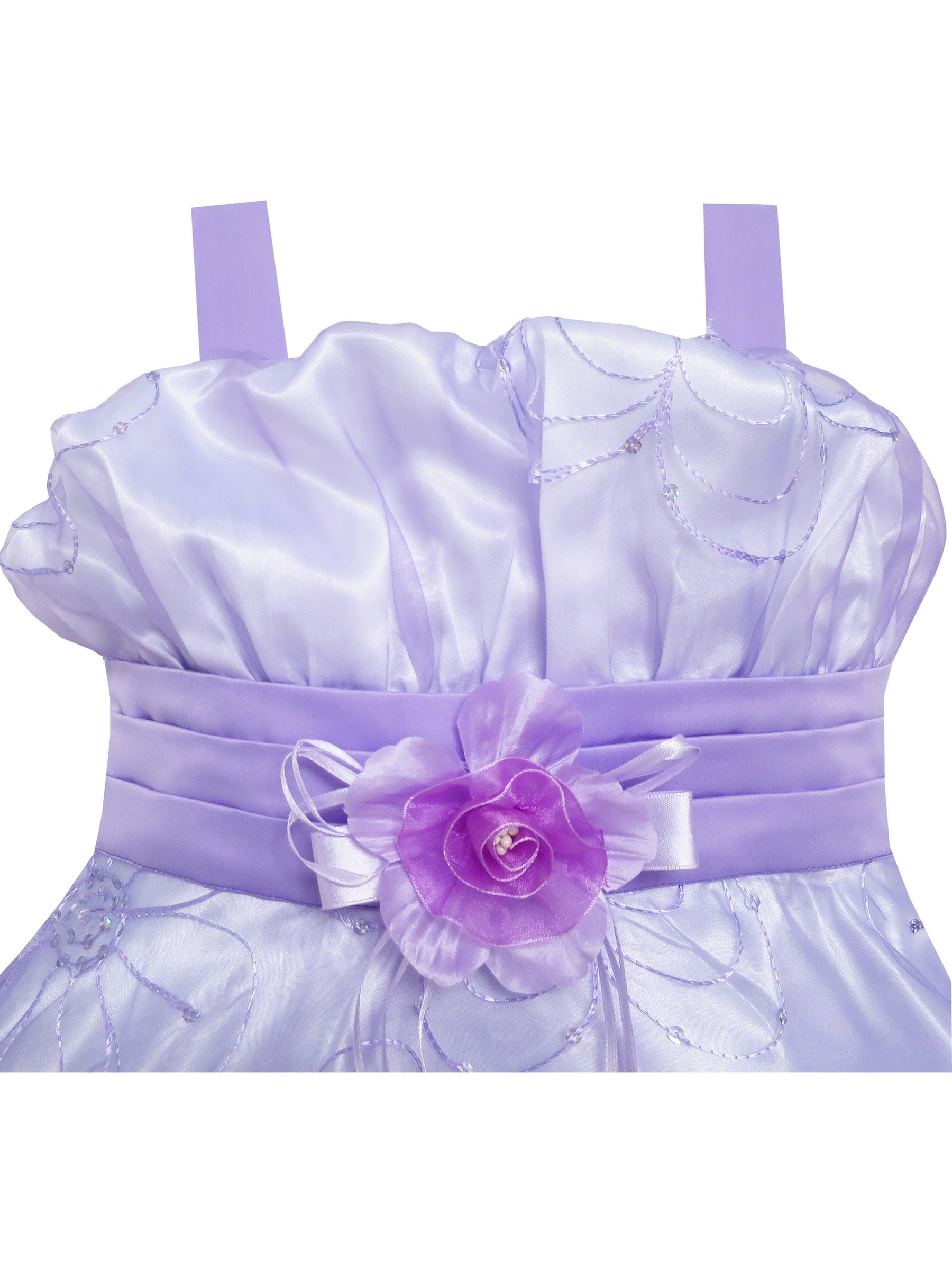 Girls Dress White Pleated Tank Bridesmaid Wedding Flower Girl Kids Purple