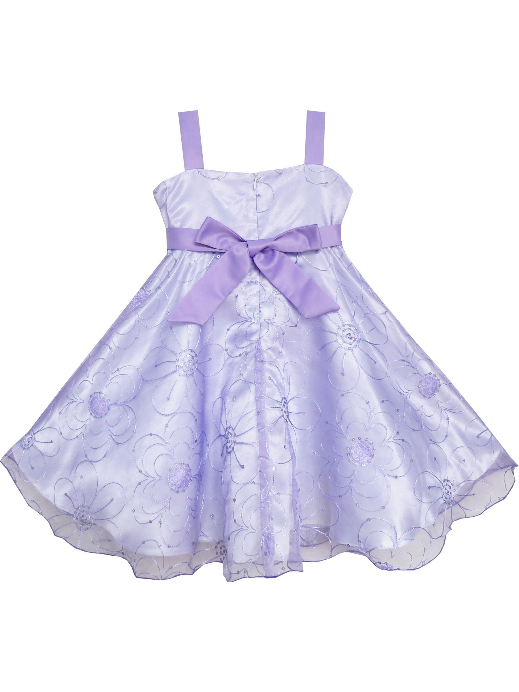 Girls Dress White Pleated Tank Bridesmaid Wedding Flower Girl Kids Purple