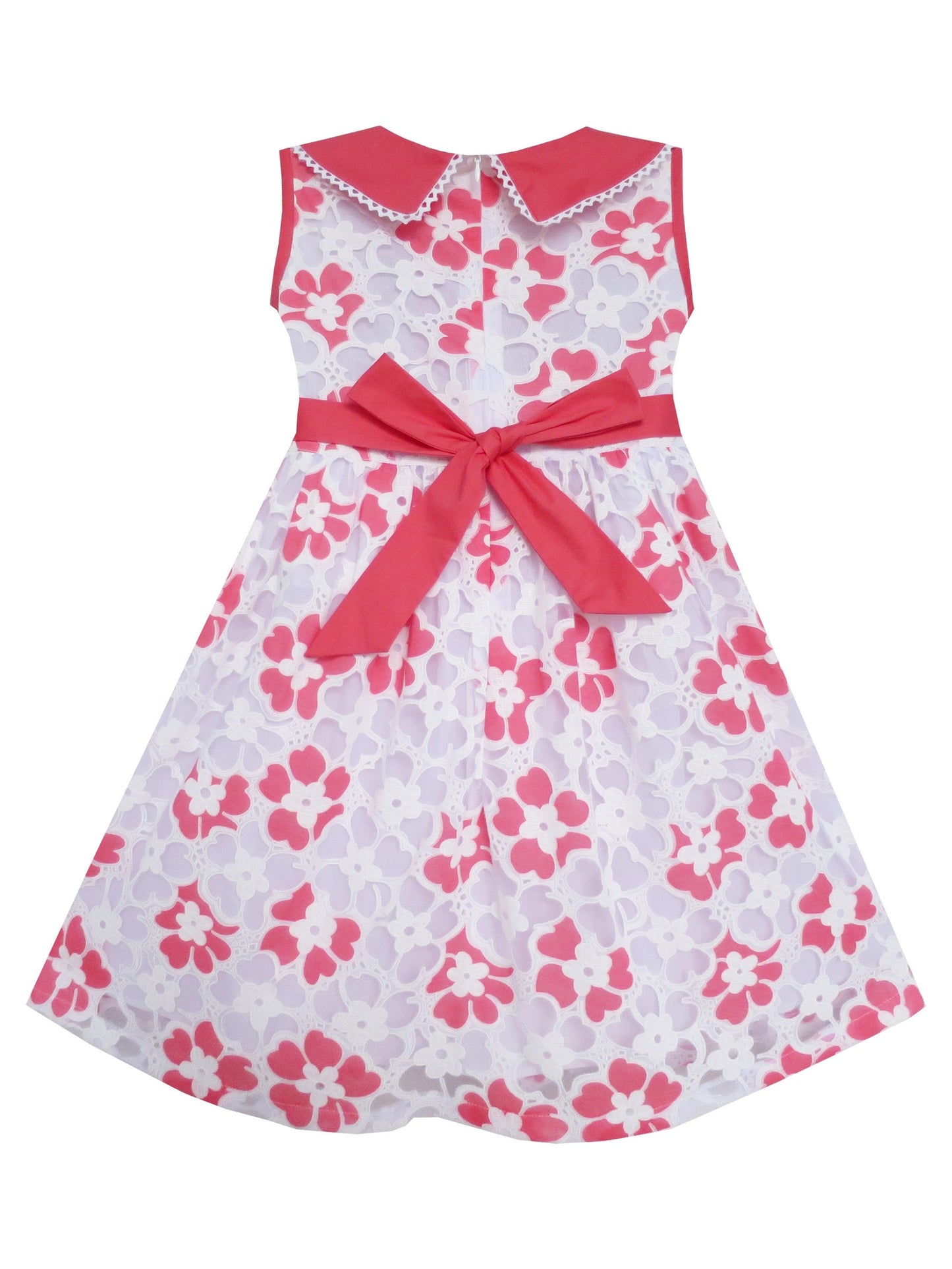 Girls Dress Pink Collar Hollow Out Princess Child Clothing Red