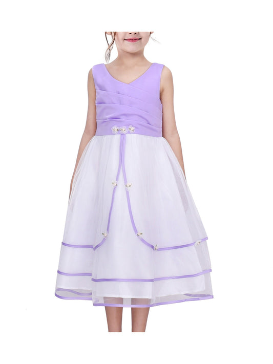 Girls Dress Purple Wedding Bridesmaid Pageant Kids Purple