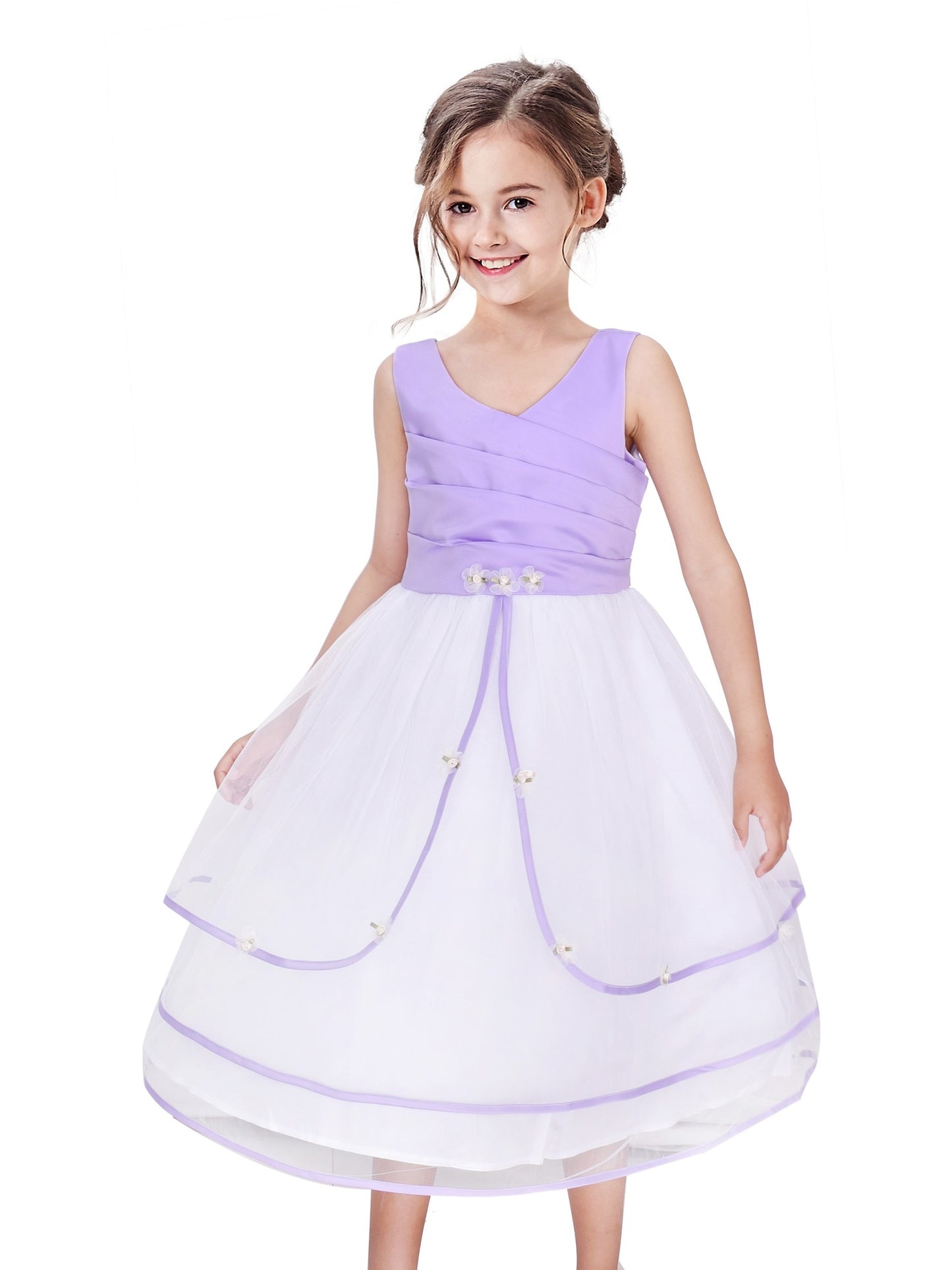 Girls Dress Purple Wedding Bridesmaid Pageant Kids Purple
