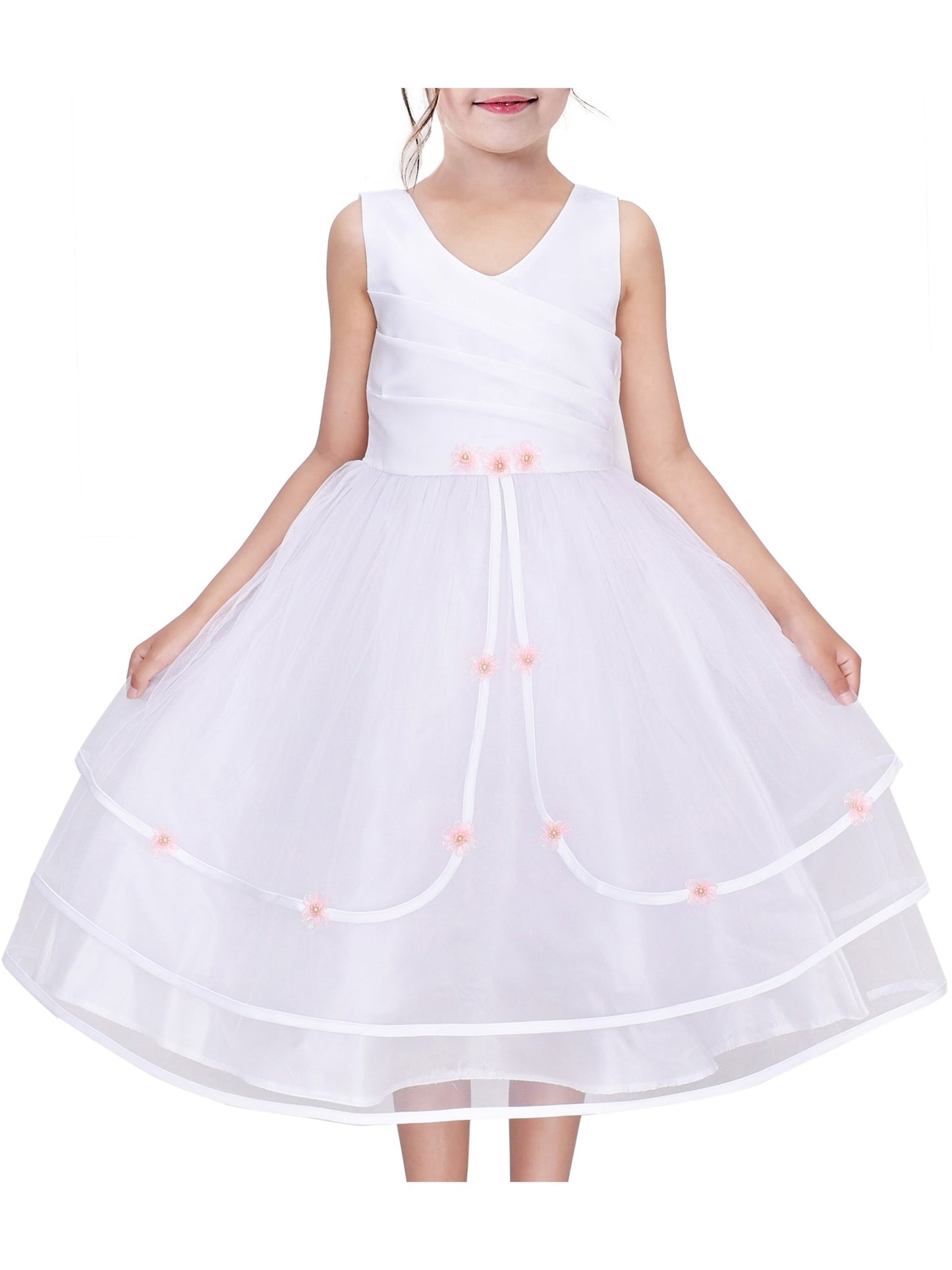 Girls Dress Purple Wedding Bridesmaid Pageant Kids White