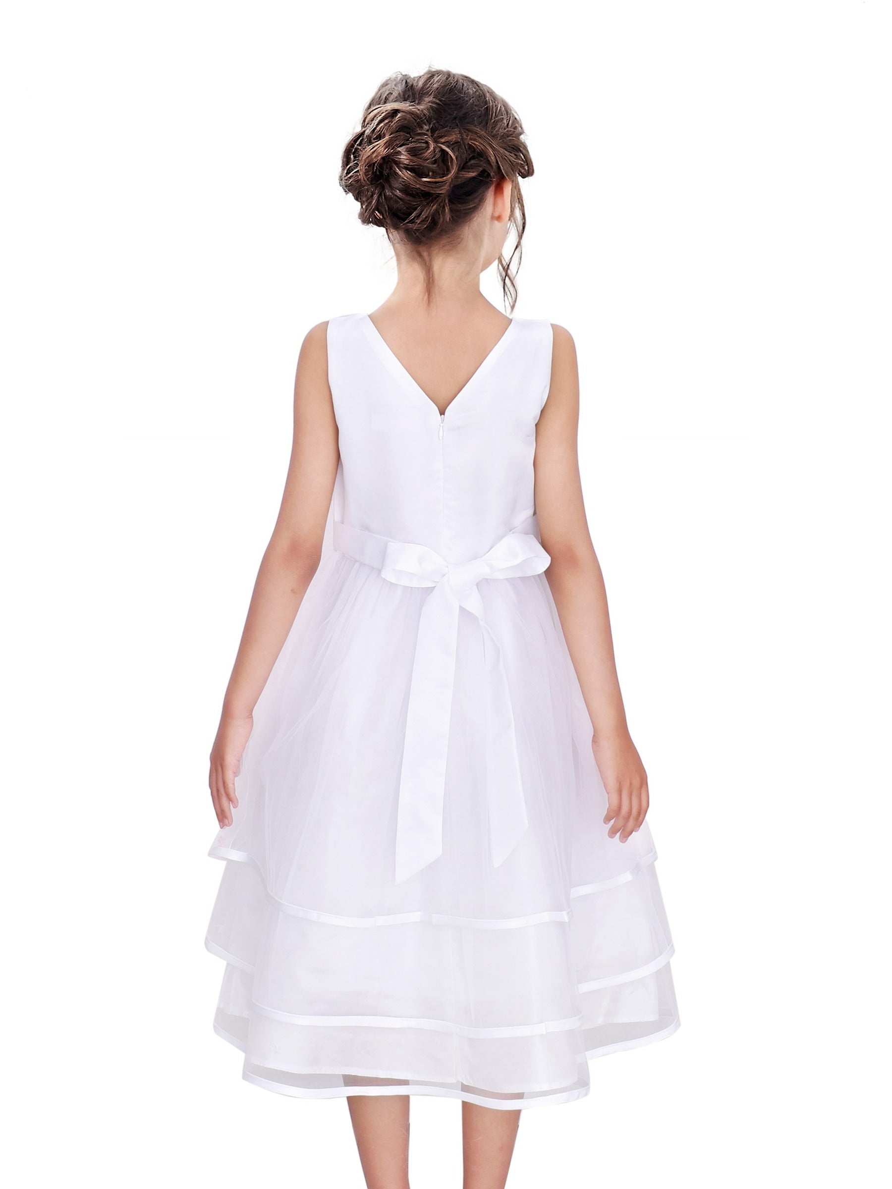 Girls Dress Purple Wedding Bridesmaid Pageant Kids White