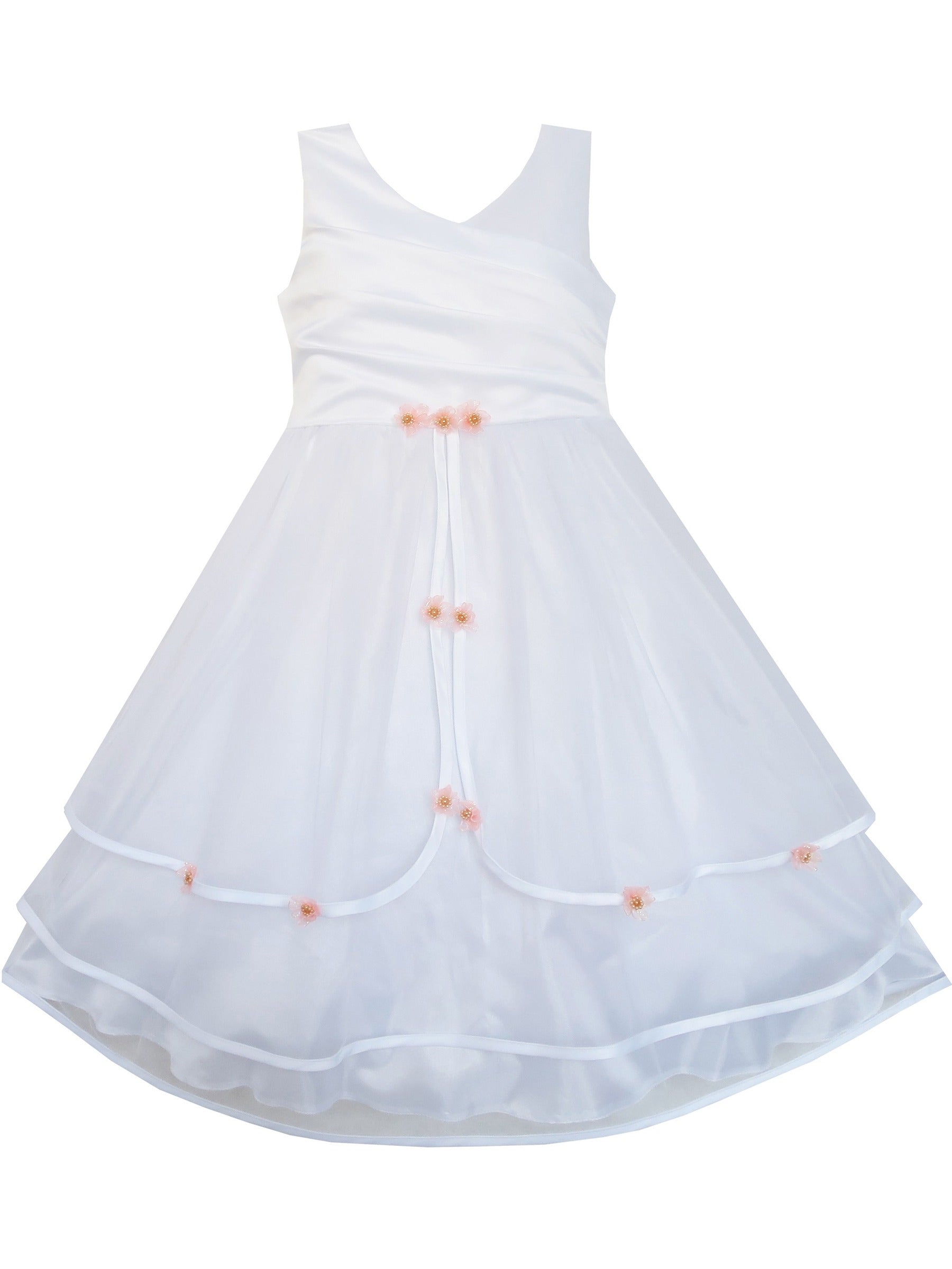 Girls Dress Purple Wedding Bridesmaid Pageant Kids White