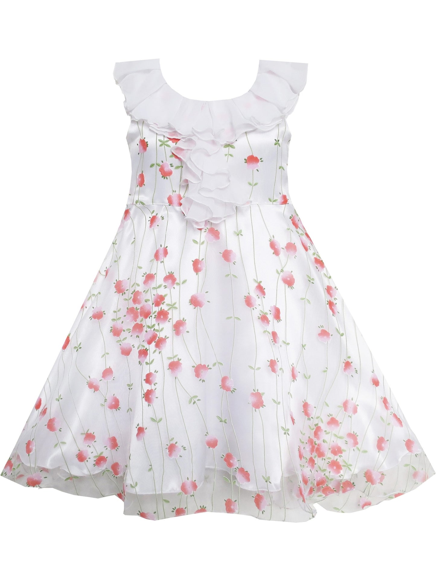 Girls Dress Pink Flower Tulle Pageant Party Holiday White