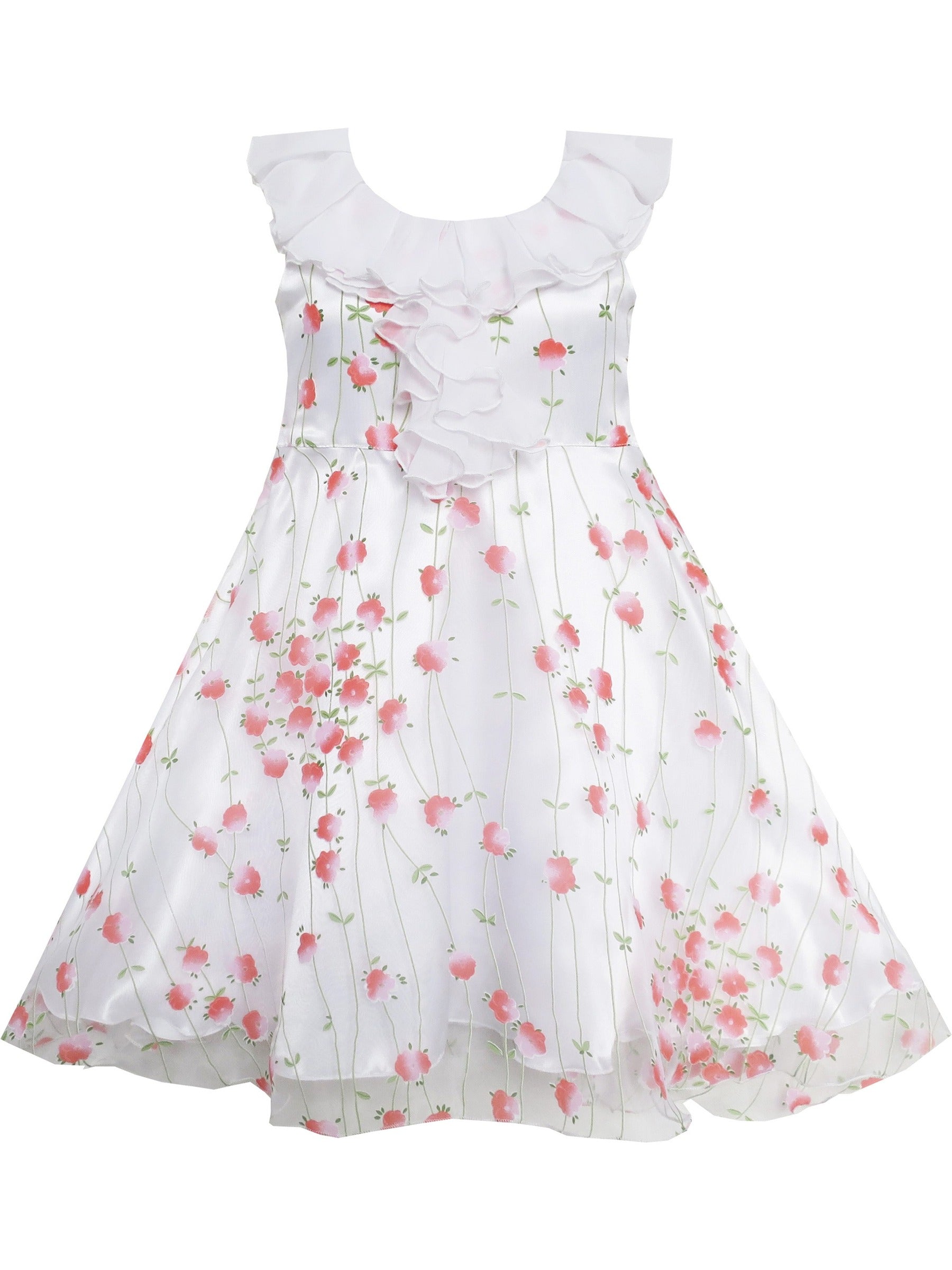 Girls Dress Pink Flower Tulle Pageant Party Holiday White