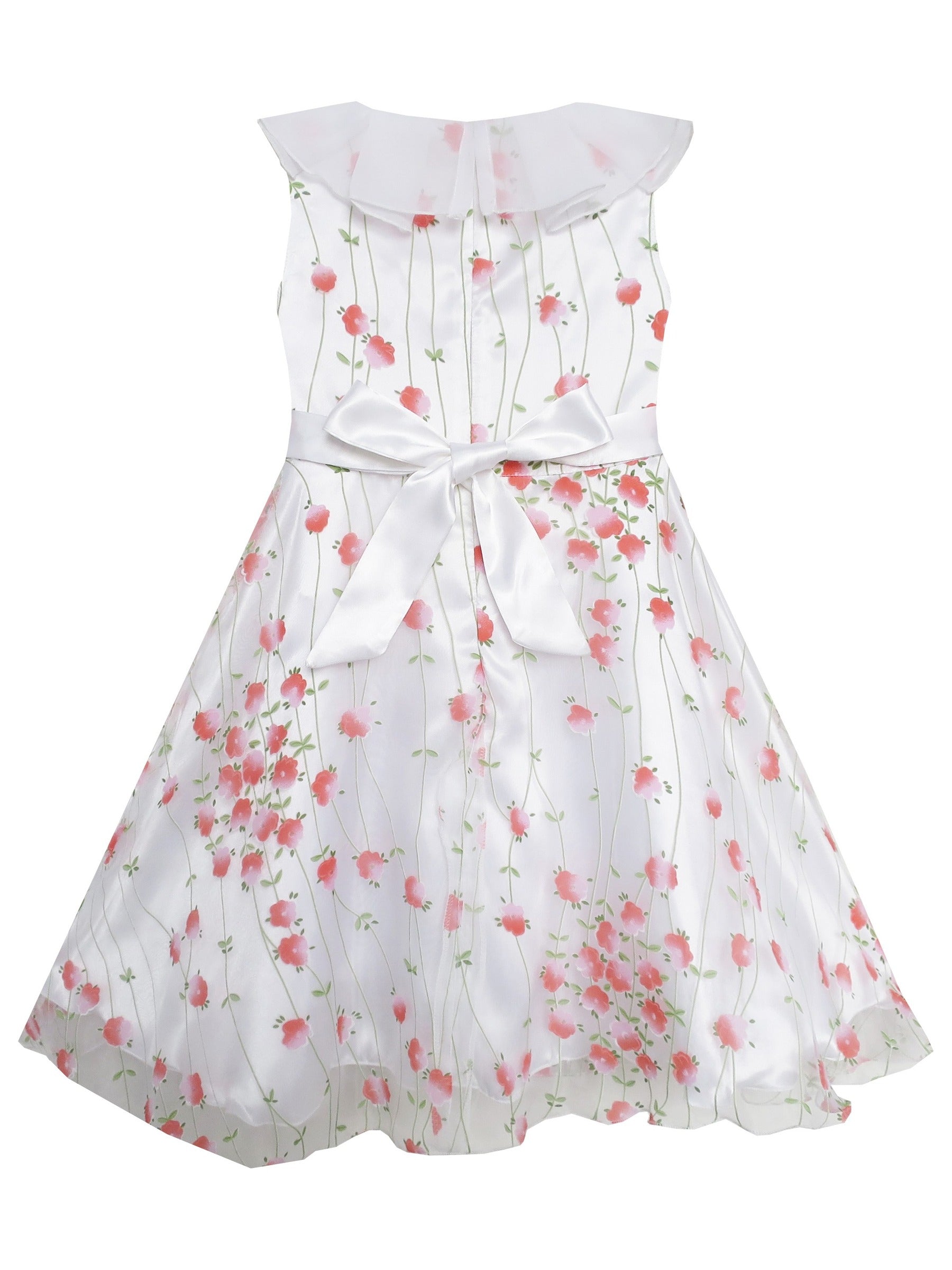 Girls Dress Pink Flower Tulle Pageant Party Holiday White