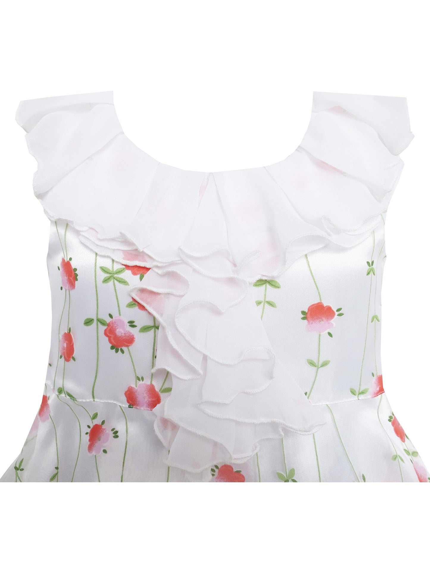 Girls Dress Pink Flower Tulle Pageant Party Holiday White