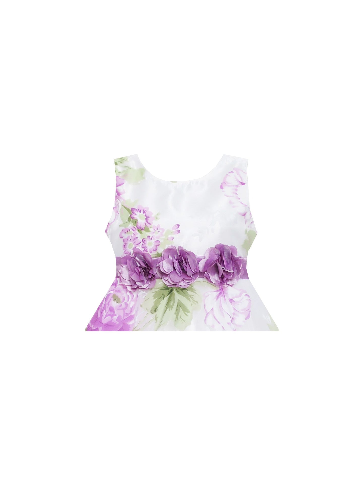 Girls Dress Purple Flower Bow Tie Wedding Party Children Clothes Size Purple