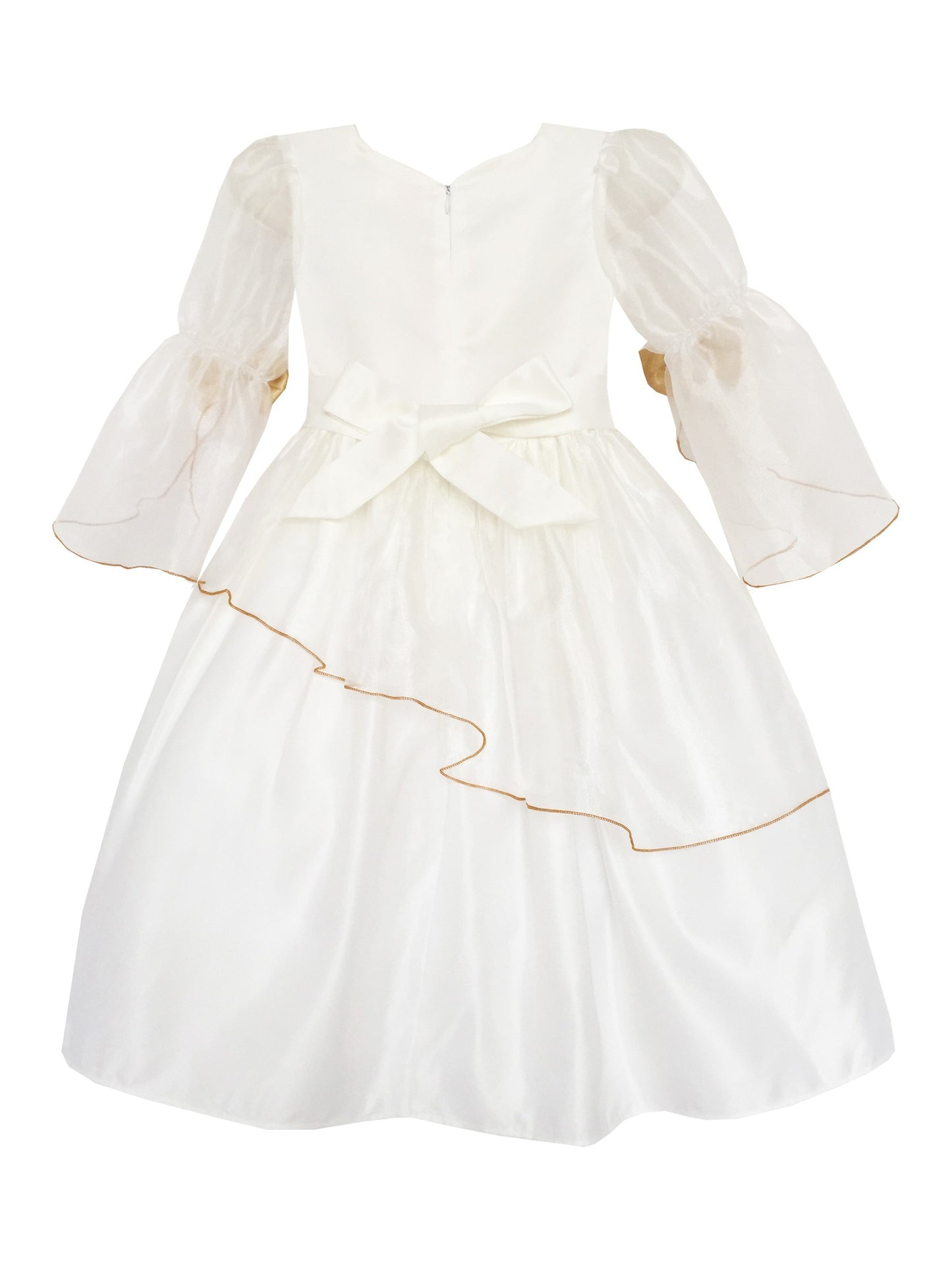 Flower Girl Dress Champagne Bow Tie Tulle Wedding Bridesmaid Ivorie
