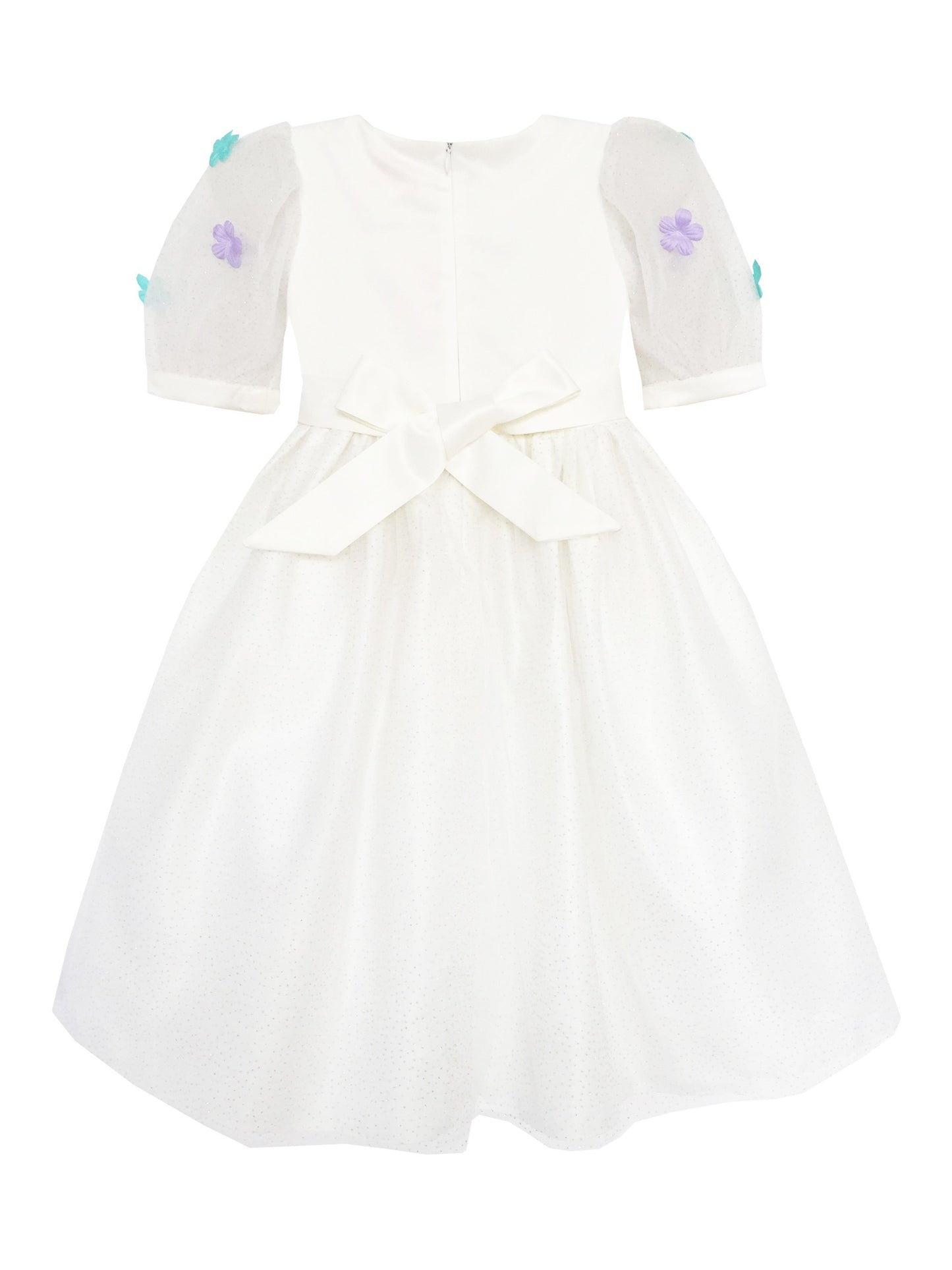 Flower Girl Dress Sequin Rose Petal Tulle Wedding Party White