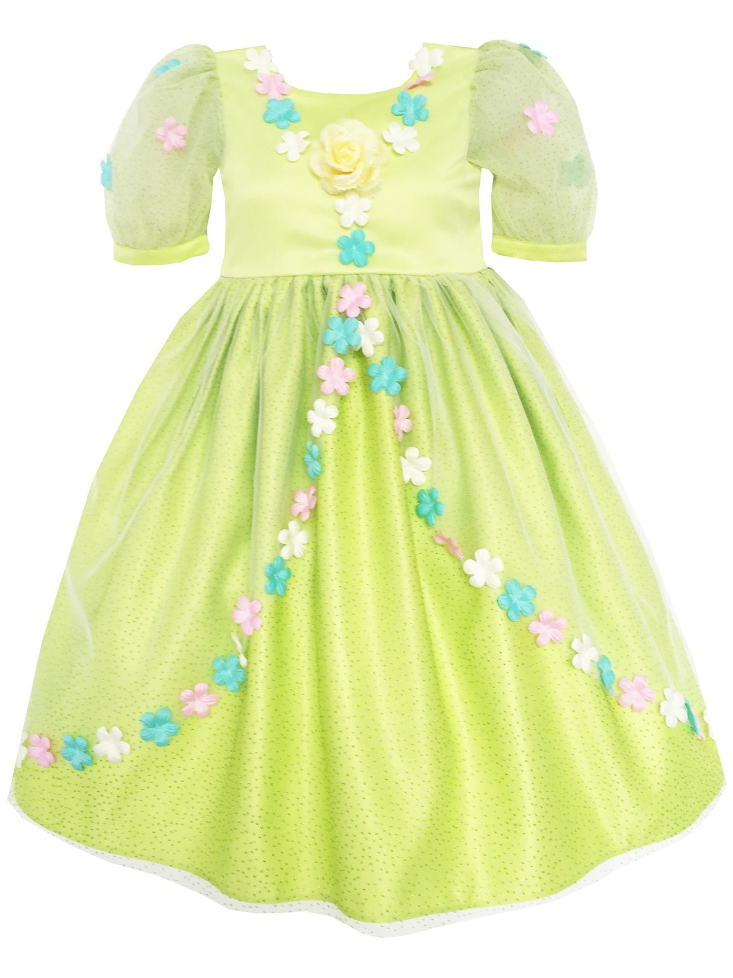 Flower Girl Dress Sequin Rose Petal Tulle Wedding Party Green