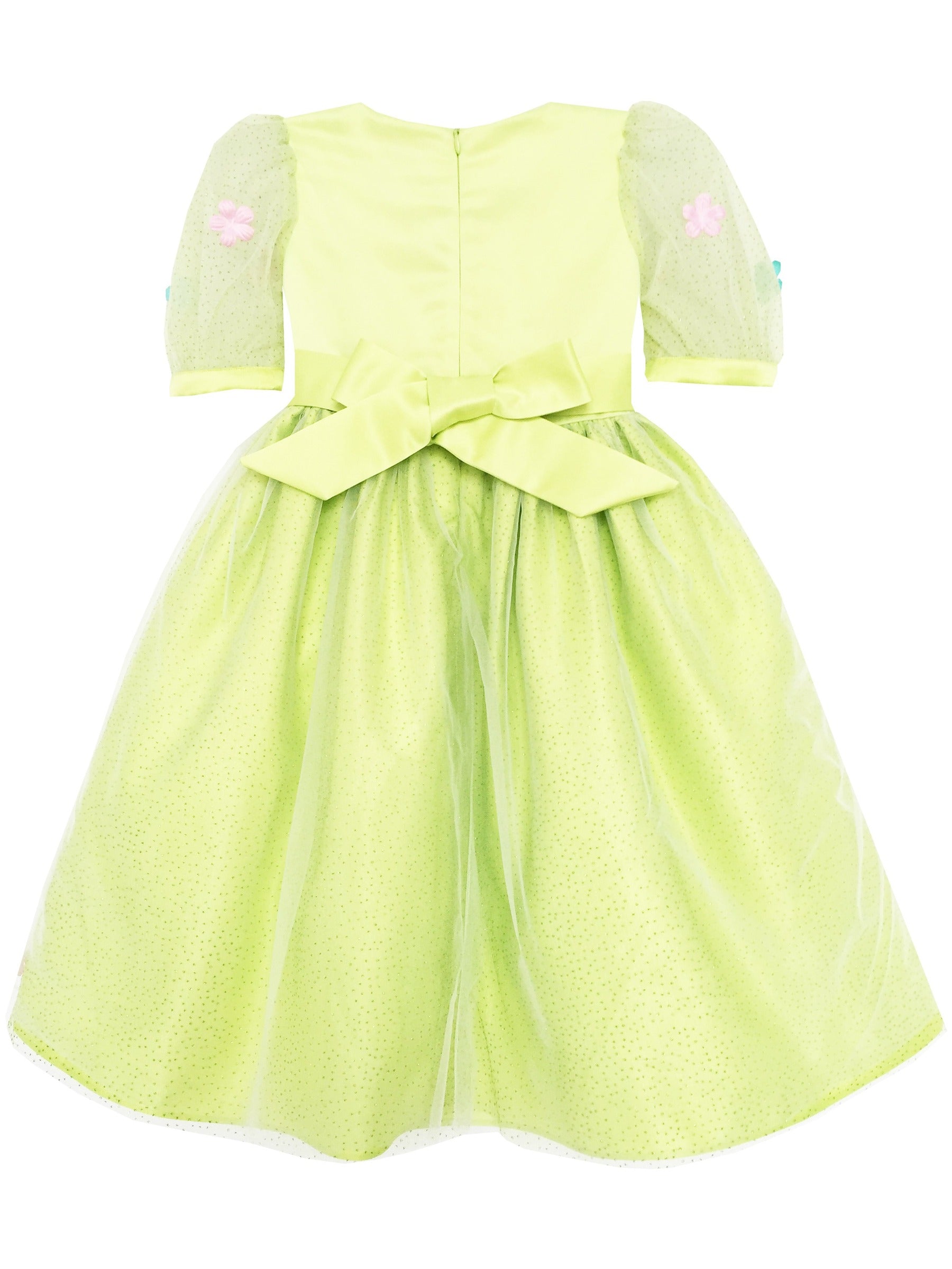 Flower Girl Dress Sequin Rose Petal Tulle Wedding Party Green