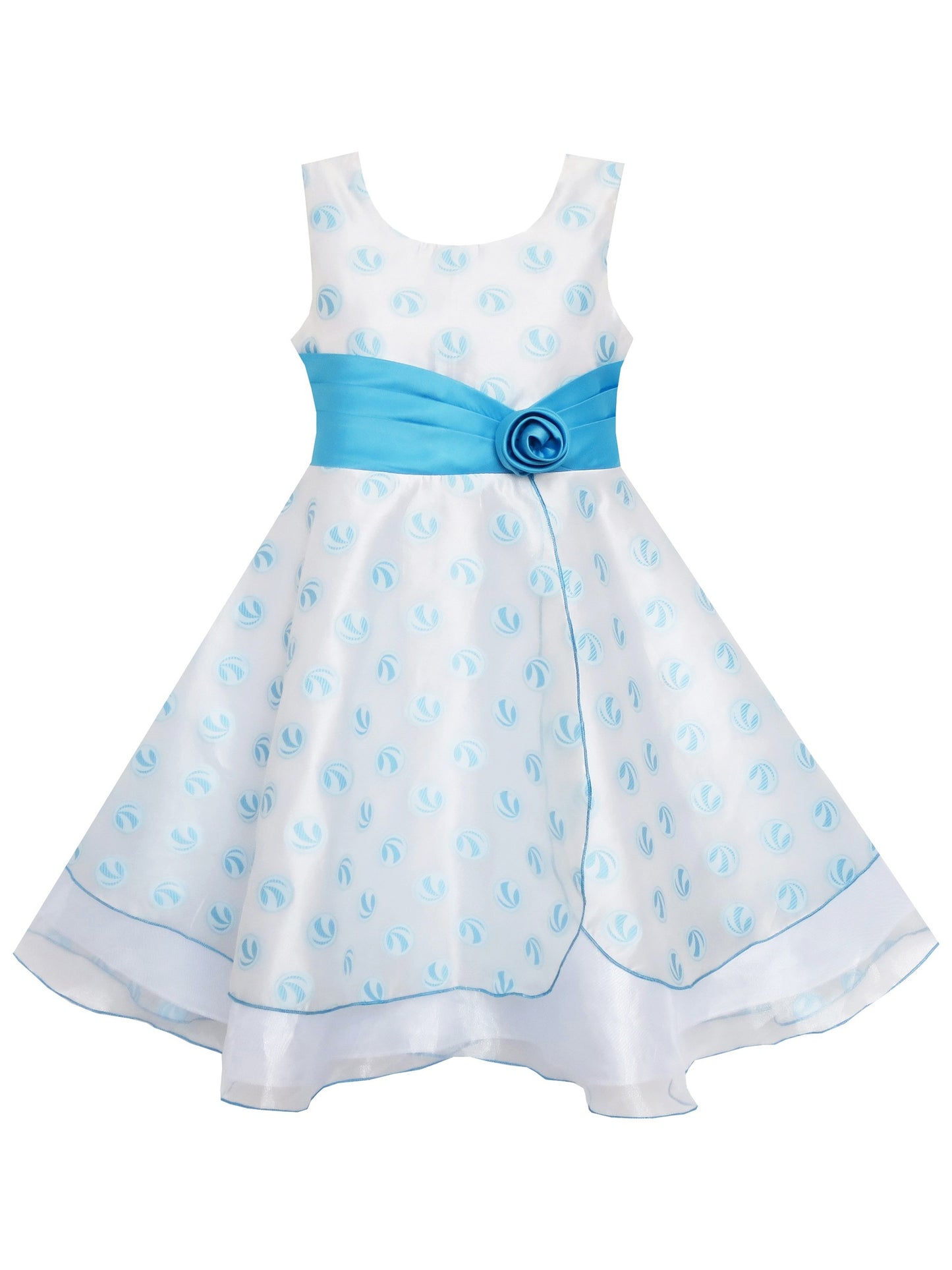 Girls Dress Wedding Gown Tulle Flower Ball With Lace Blue Blue