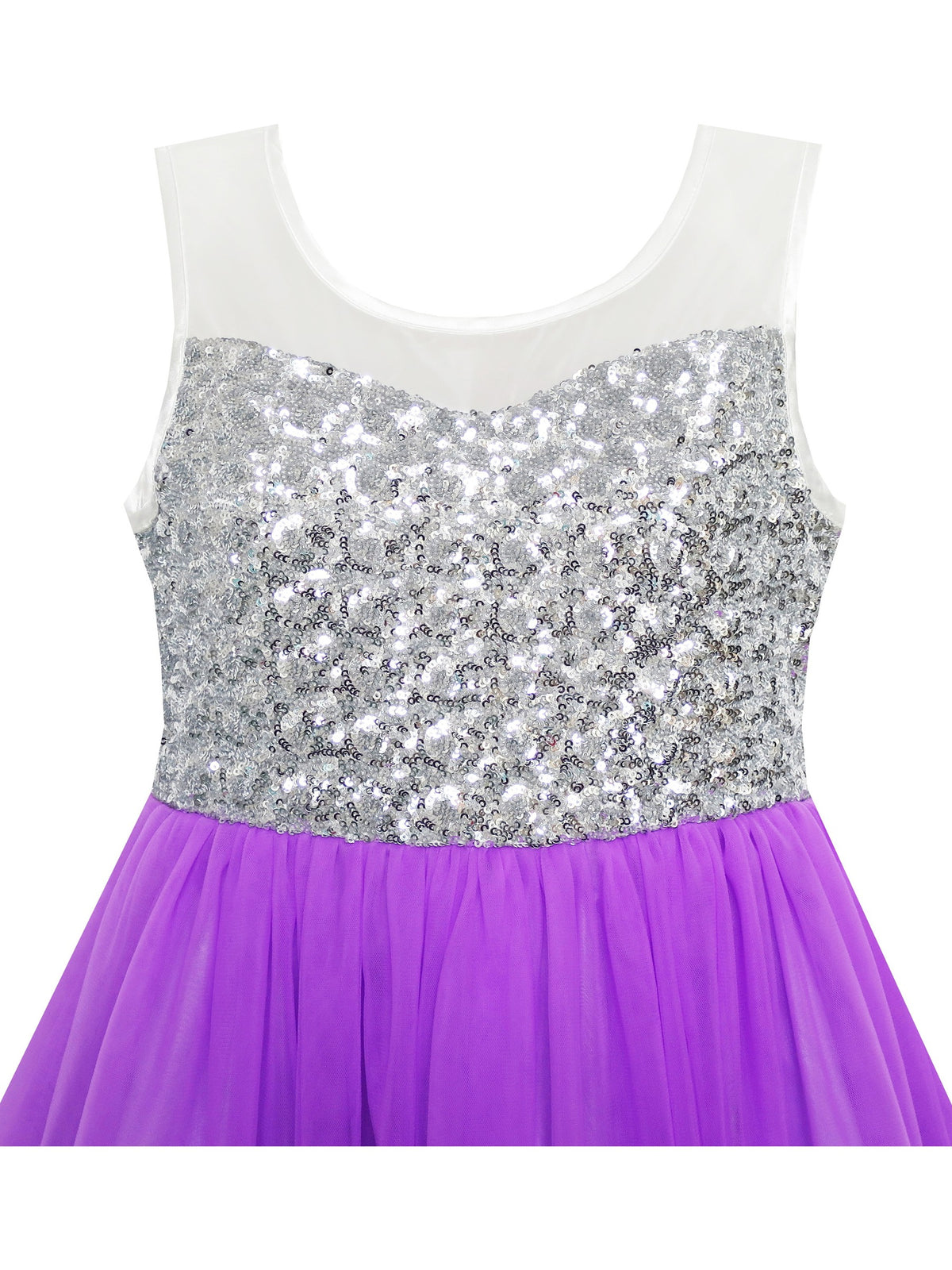 Girls Dress Sequin Mesh Party Wedding Princess Tulle Red - Purple