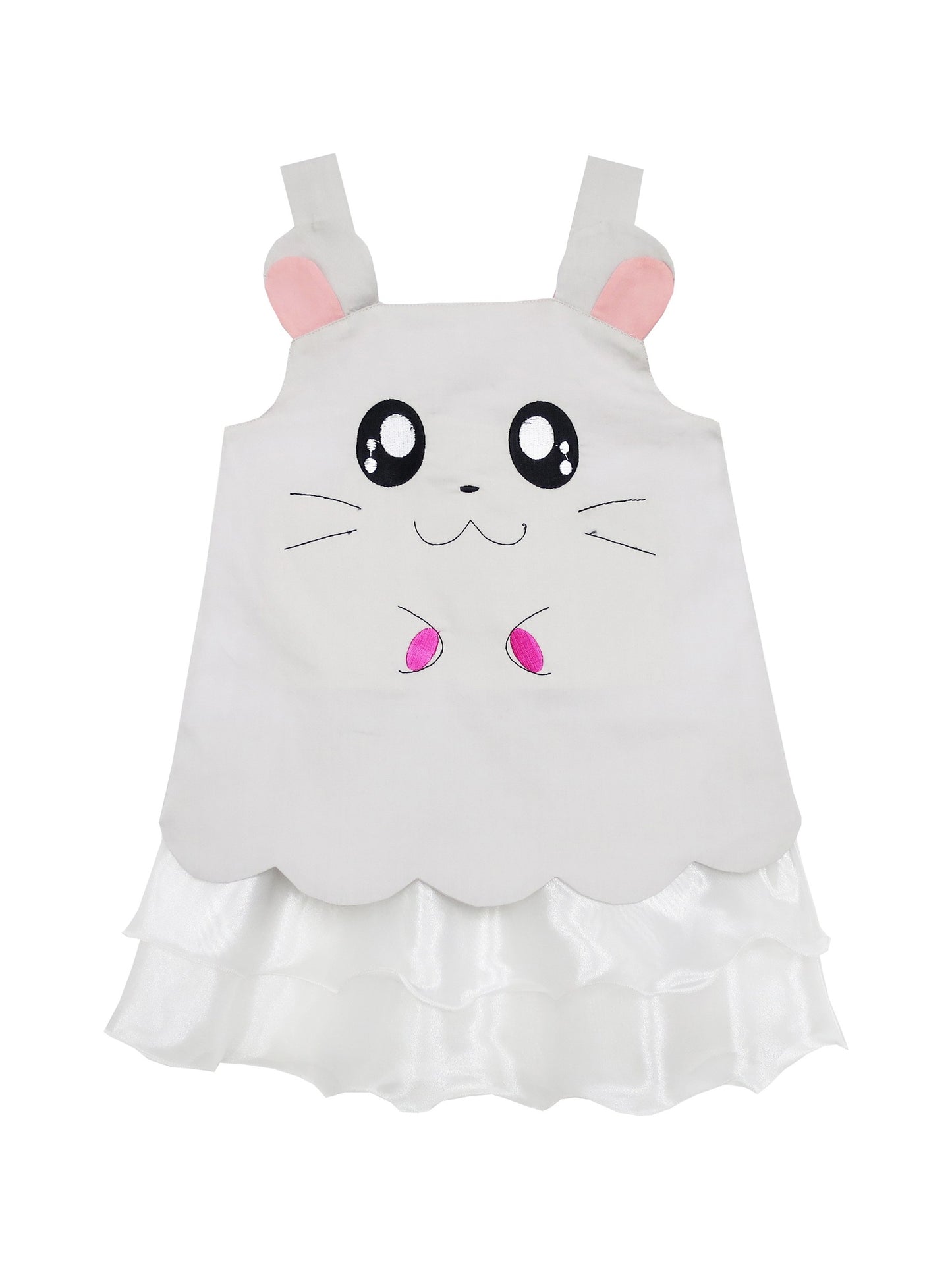 Girls Dress Tank Embroidered Cat Pattern Gray Gray