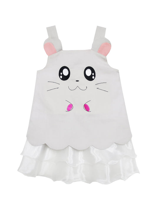 Girls Dress Tank Embroidered Cat Pattern Gray Gray
