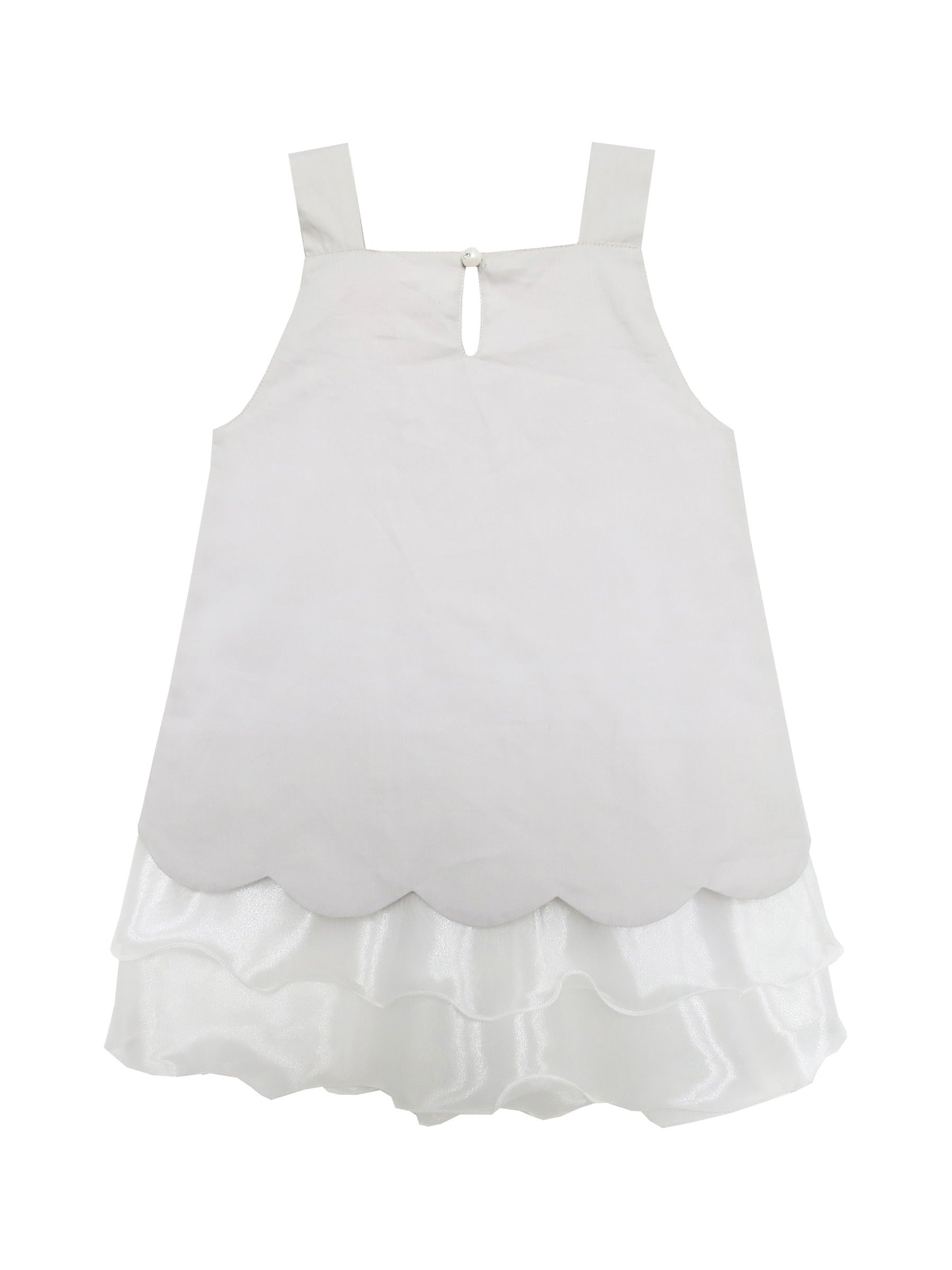 Girls Dress Tank Embroidered Cat Pattern Gray Gray