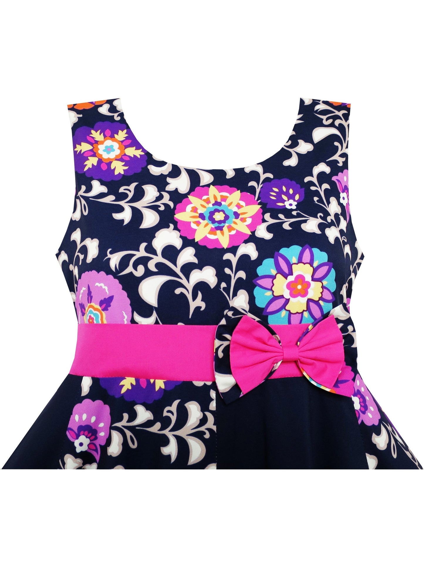 Girls Red Checkered Contrast Dress Party Sundress Blue