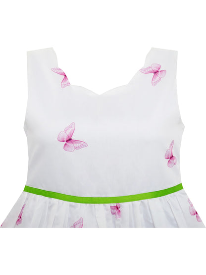 Girls Dress Embroidered Sash Blooming Flower Painting Style Blue - Purple (HN91-P)